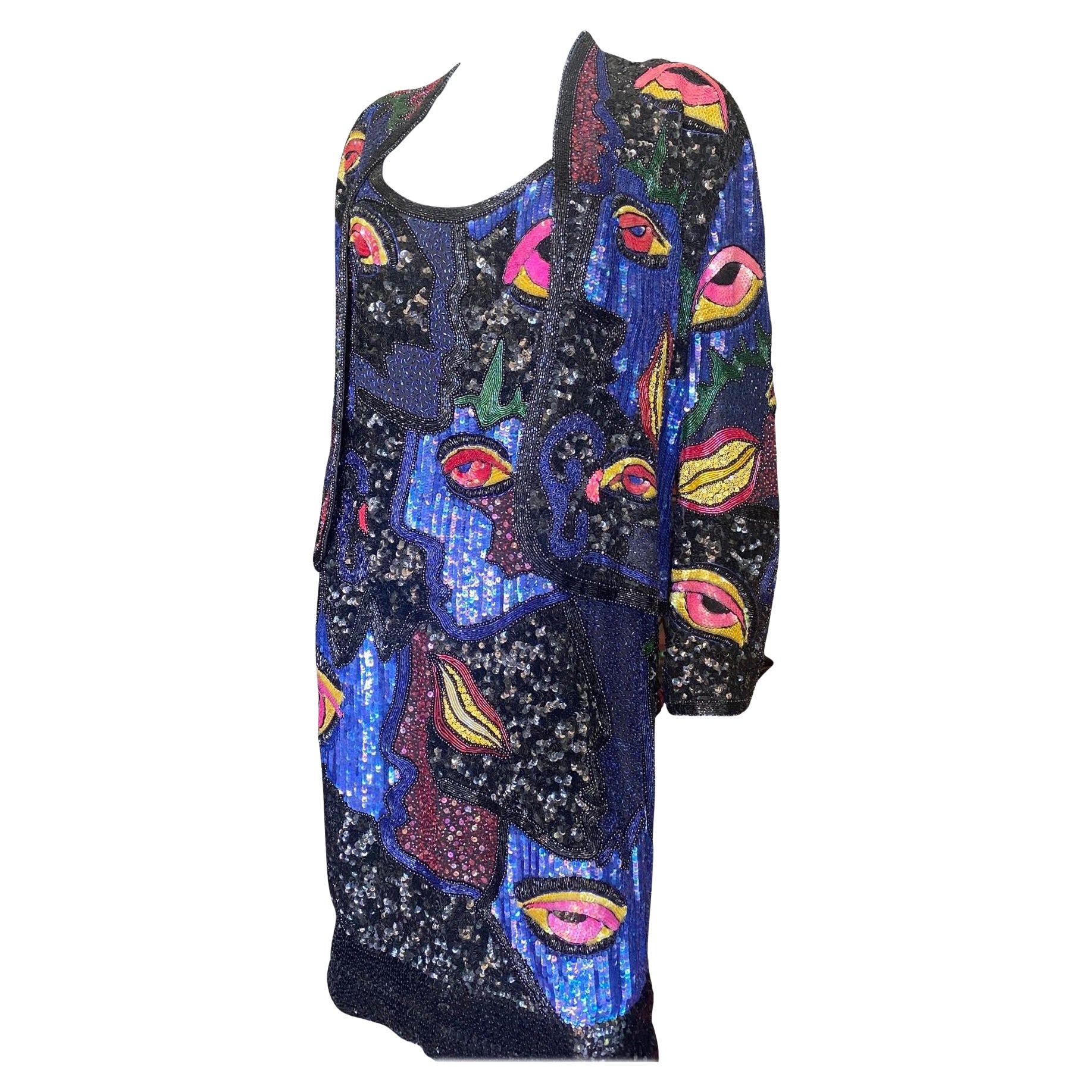 Ensemble robe et veste « Dalí » « Escada by Ella Singh », édition limitée, brodé à la main, taille 12