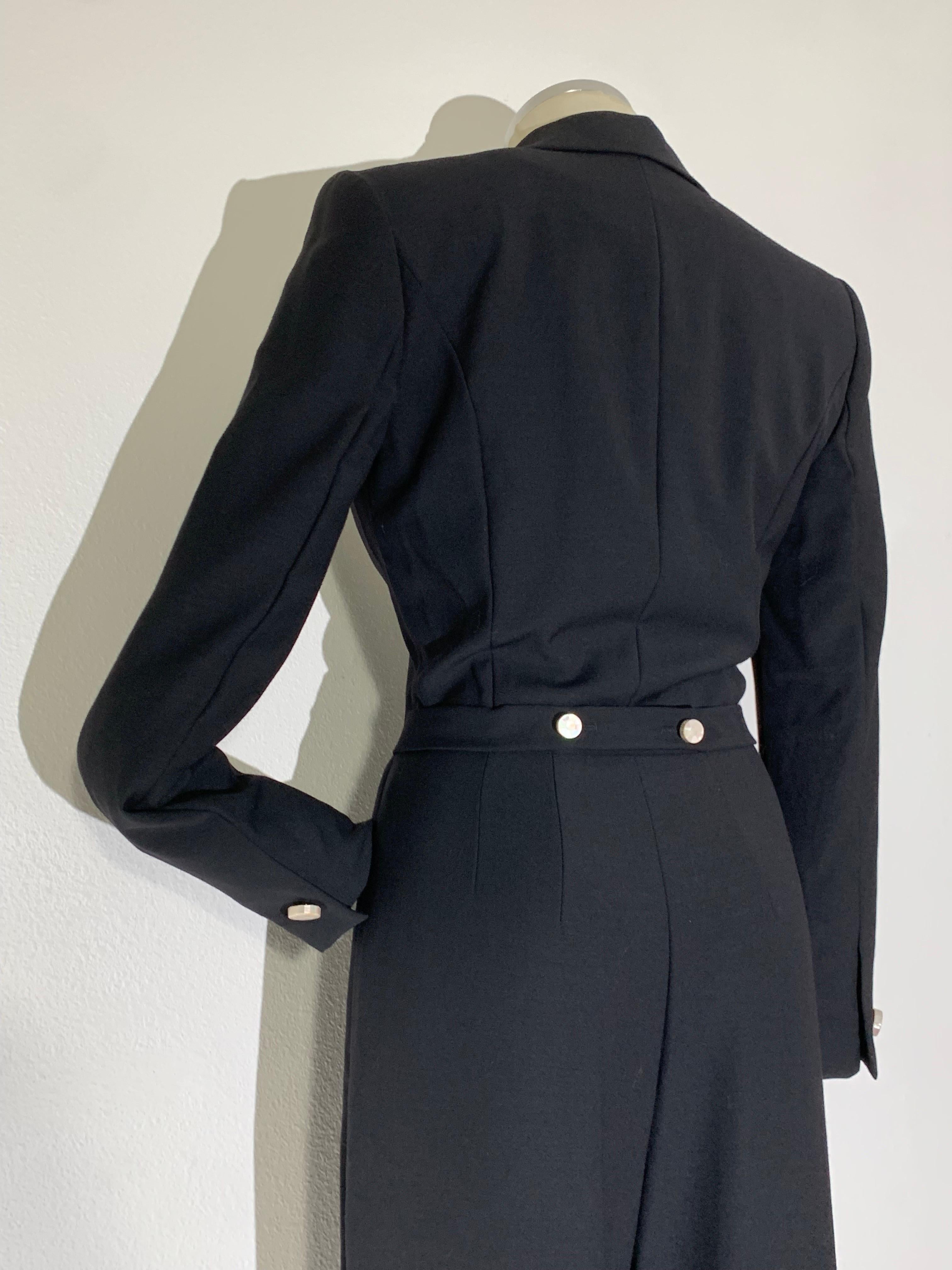 Escada By Margaretha Ley Tuta in gabardine di lana nera e raso di seta bianca 3