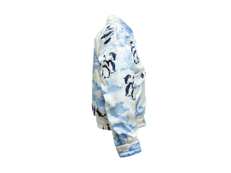 Escada by Margaretha Ley Blue and White Bomber Jacket For Sale at 1stDibs