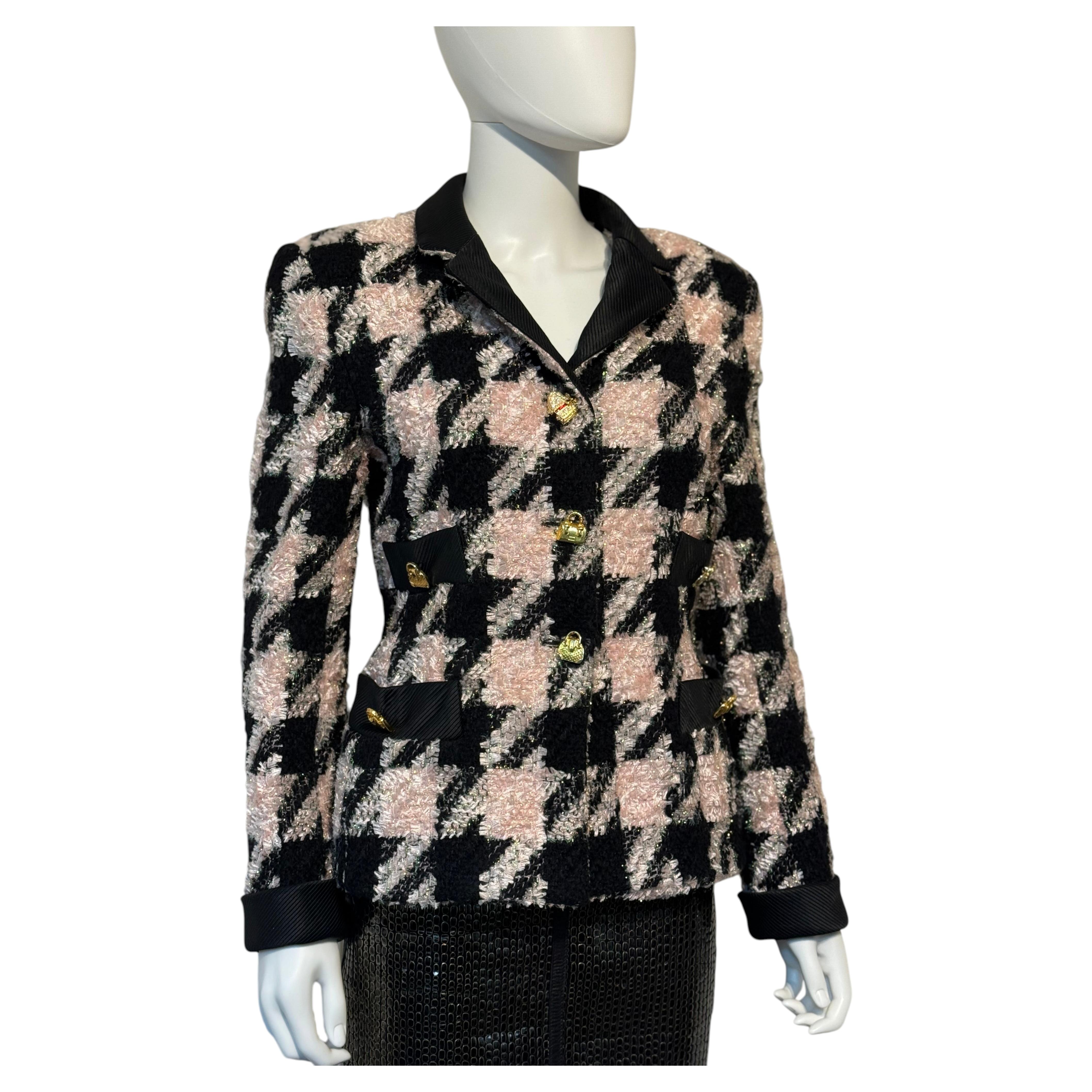 Escada by Margaretha Ley Bouclé Houndstooth Jacket as Seen on Yasmeen Ghauri
