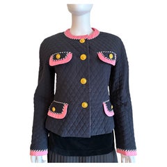 Escada by Margaretha Ley — Giacca in seta trapuntata con rifiniture in raso rosa e a righe