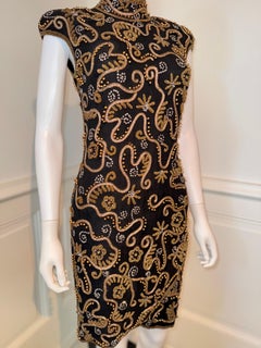 Escada by Margaretha Ley silk vintage hand beaded and embroidered dress