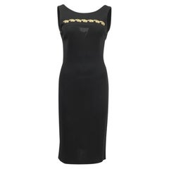 Robe sans manches « Elephant » brodée, en rayonne noire, de la marque Escada par Margaretha Ley