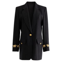 Escada By Margaretha Ley Vintage 90s Princess Diana Black Gold Elephants Blazer