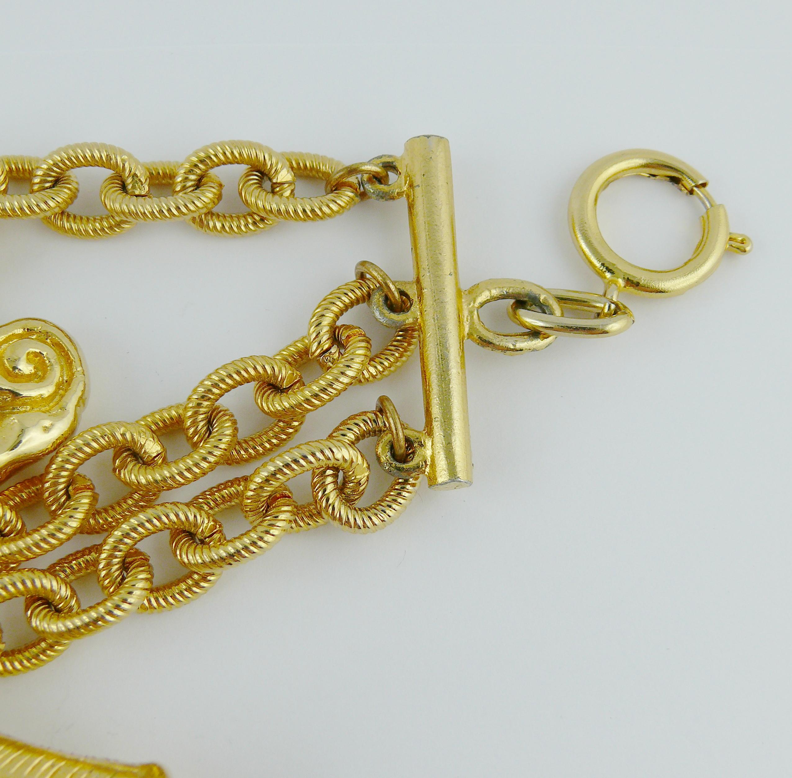 Escada by Margaretha Ley Vintage Gold Toned Sea Life Charm Choker Necklace 3