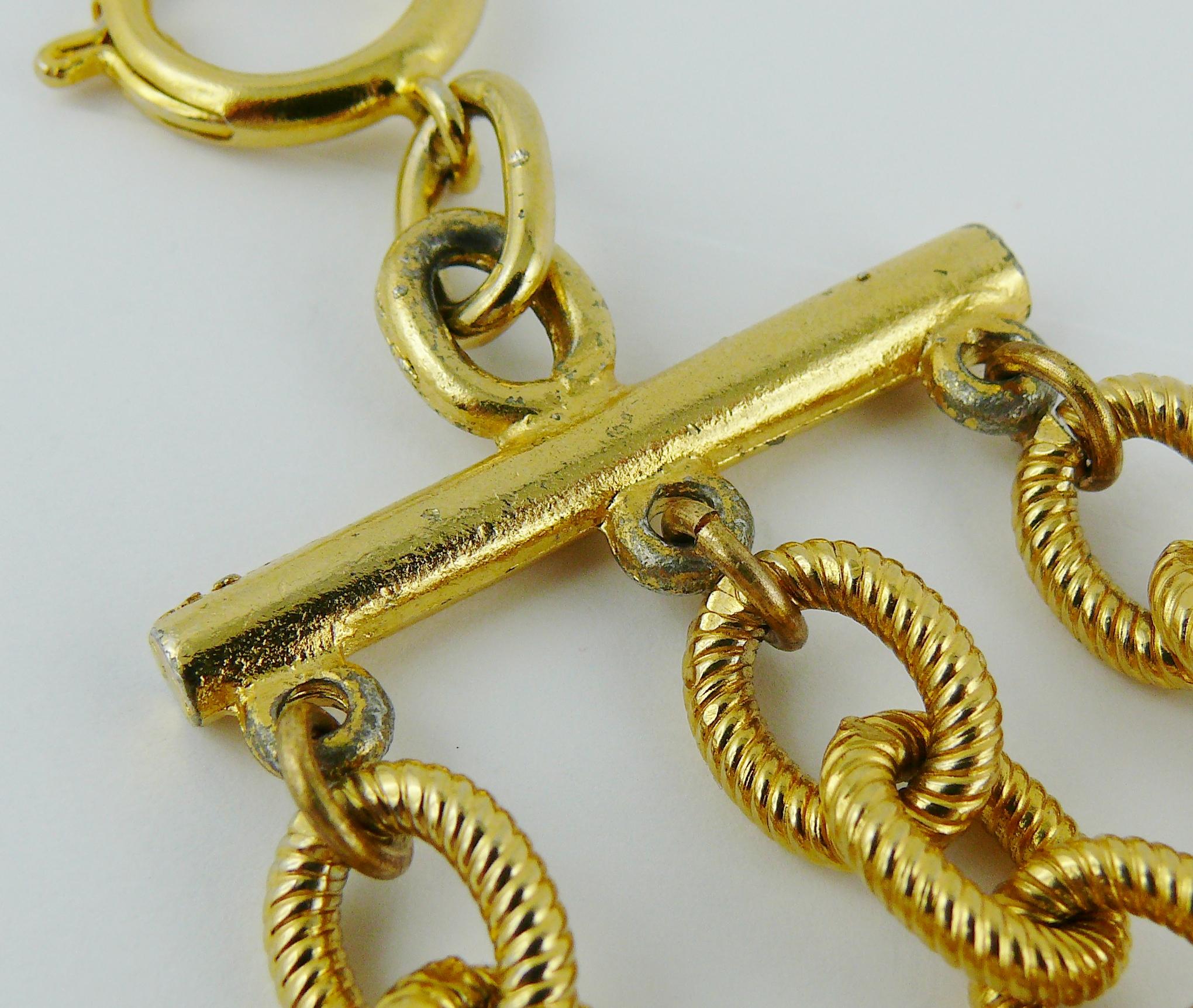 Escada by Margaretha Ley Vintage Gold Toned Sea Life Charm Choker Necklace 5