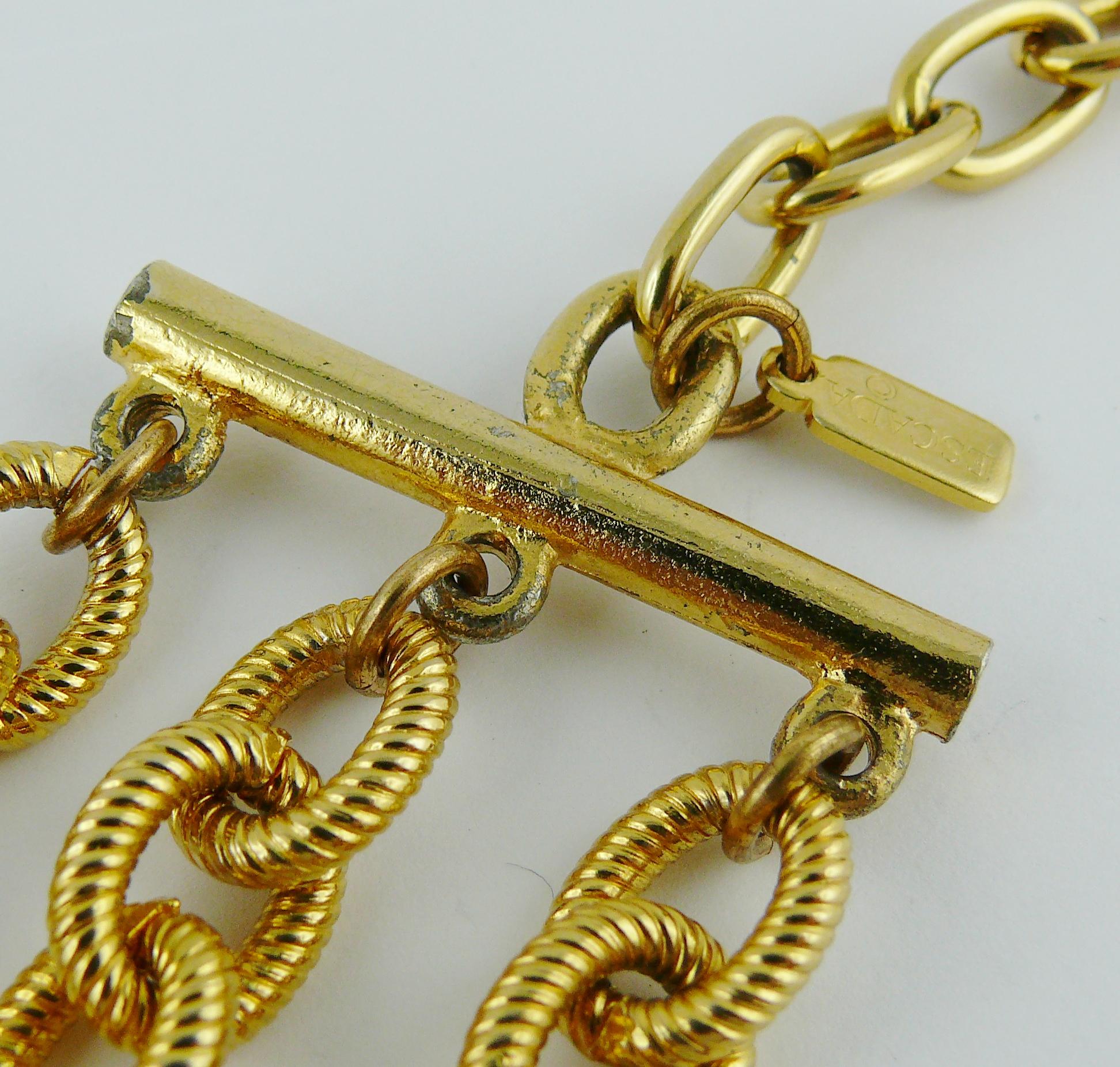 Escada by Margaretha Ley Vintage Gold Toned Sea Life Charm Choker Necklace 6