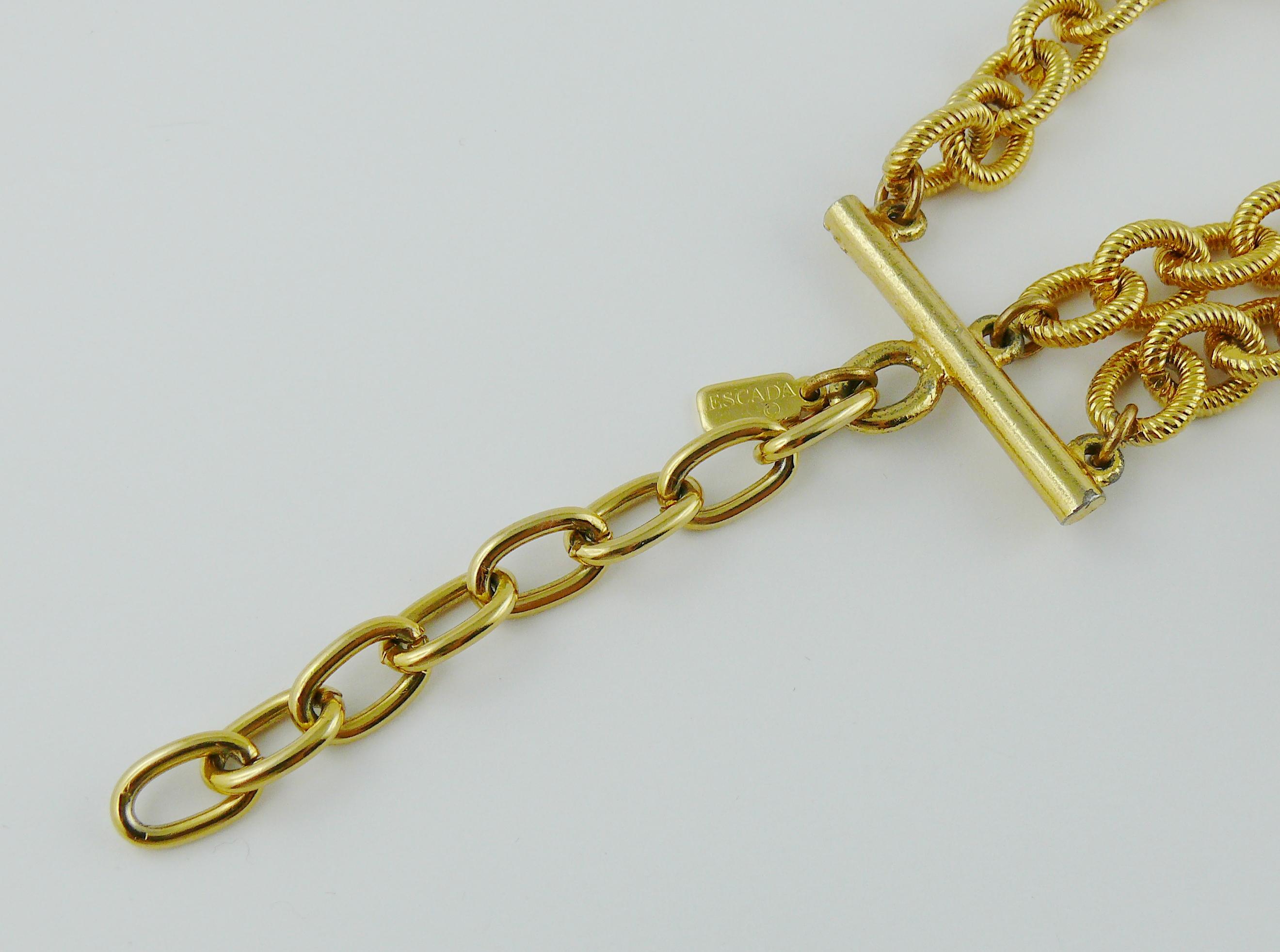 Escada by Margaretha Ley Vintage Gold Toned Sea Life Charm Choker Necklace 2