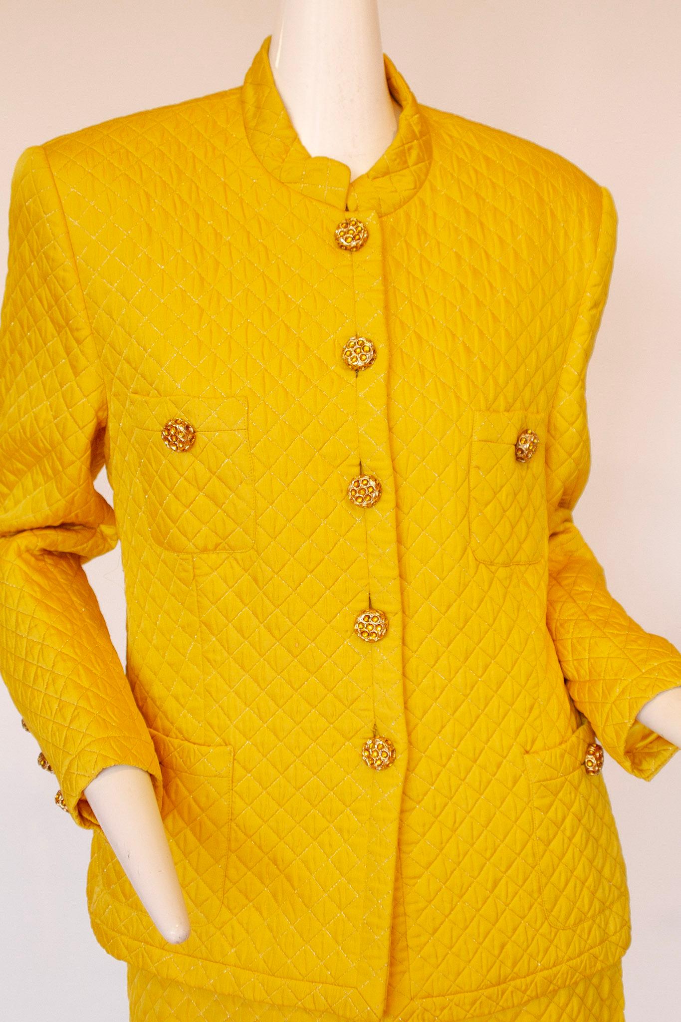 Escada by Margaretha Ley yellow quilted skirt suit. Made in Germany.

EU 42