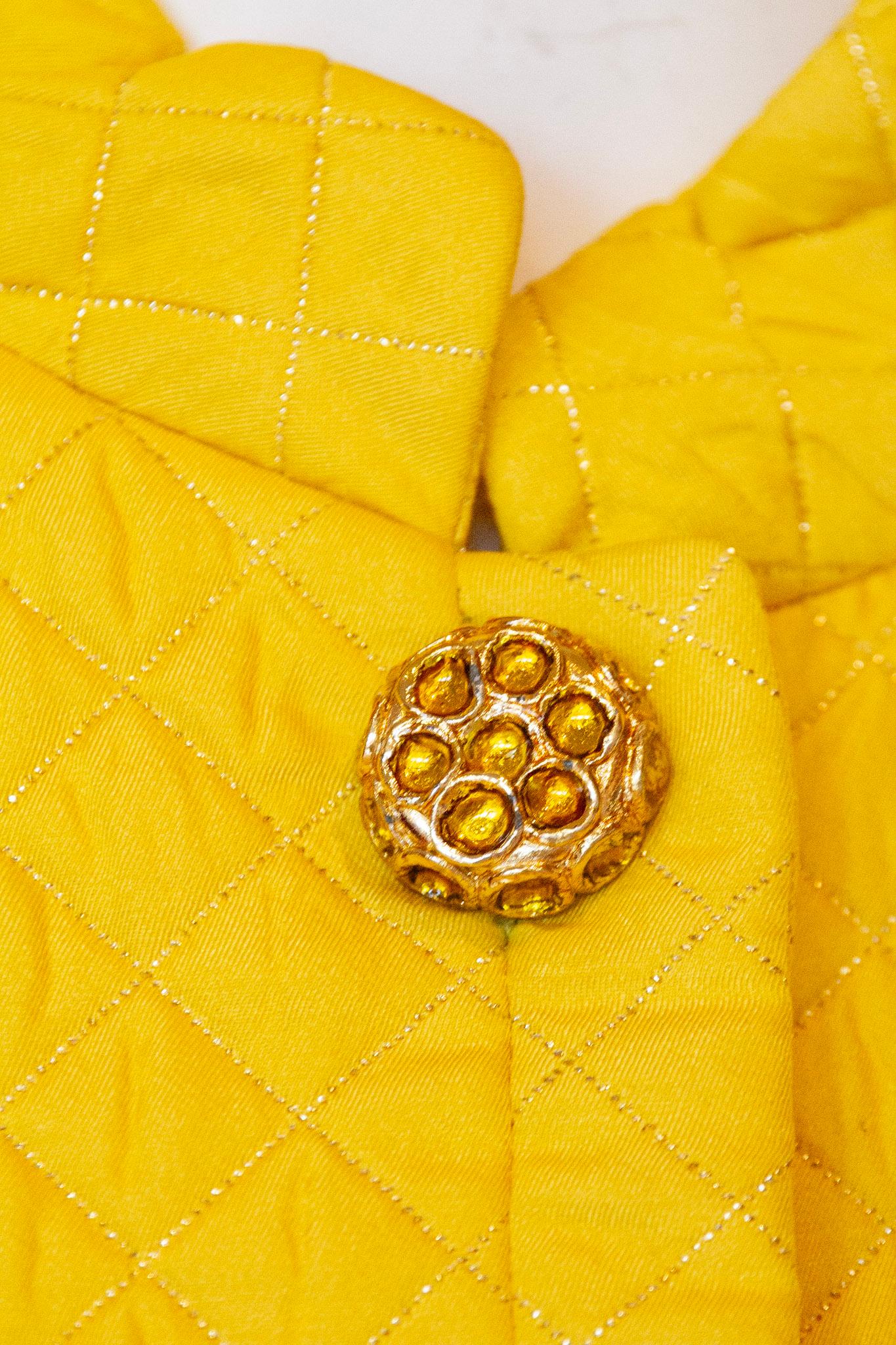 Escada by Margaretha Ley Yellow Quilted Ensemble  In Excellent Condition For Sale In Kingston, NY