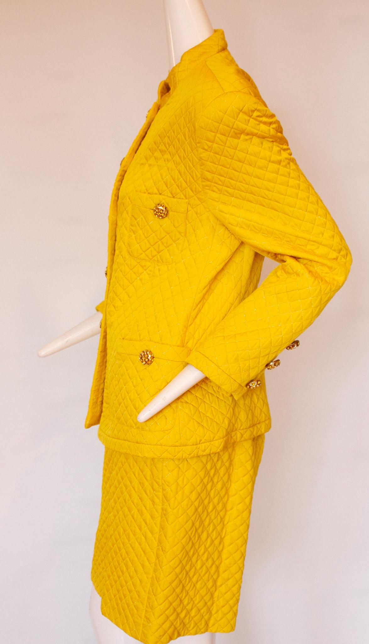 Escada by Margaretha Ley Yellow Quilted Ensemble  For Sale 1