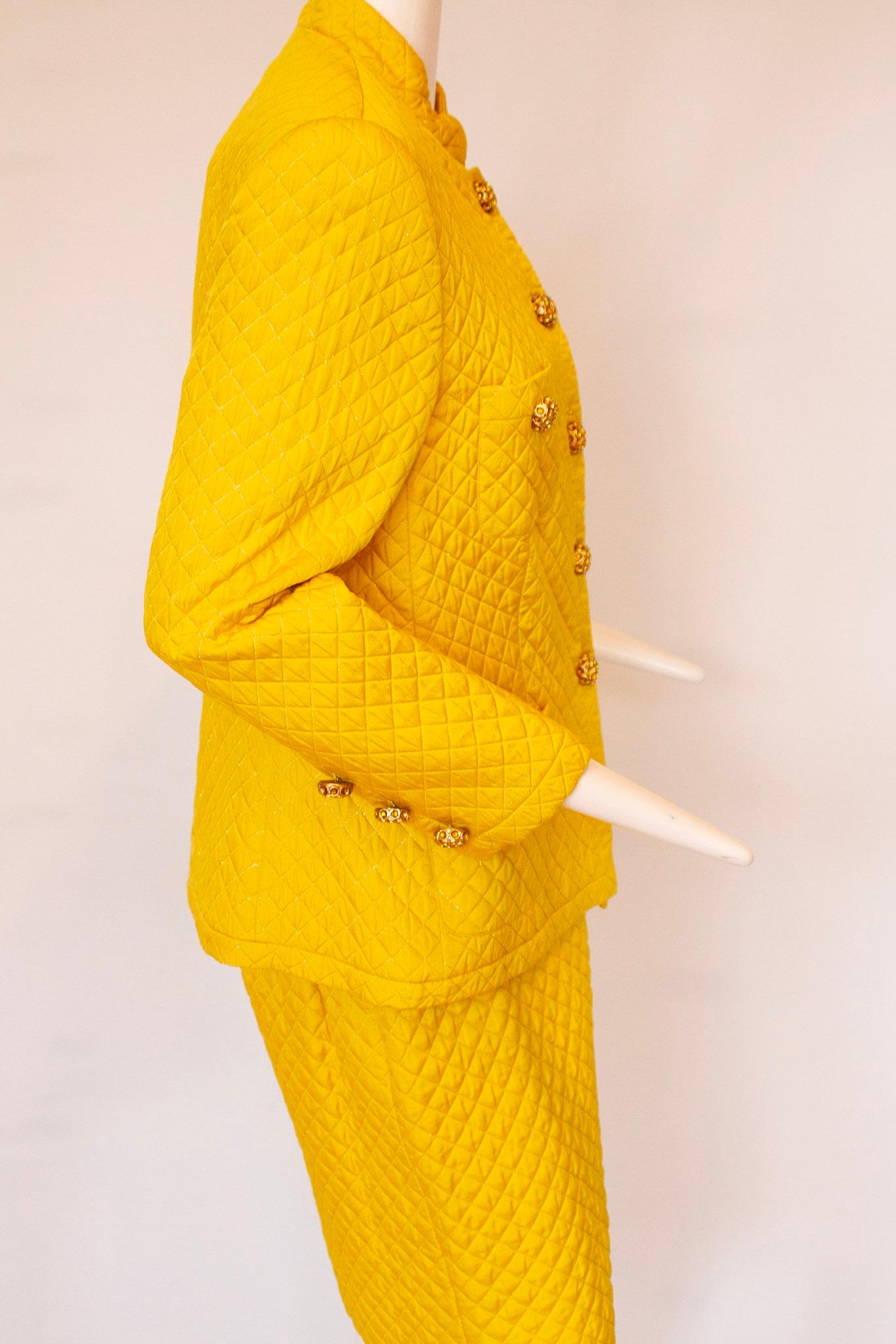 Escada by Margaretha Ley Yellow Quilted Ensemble  For Sale 4