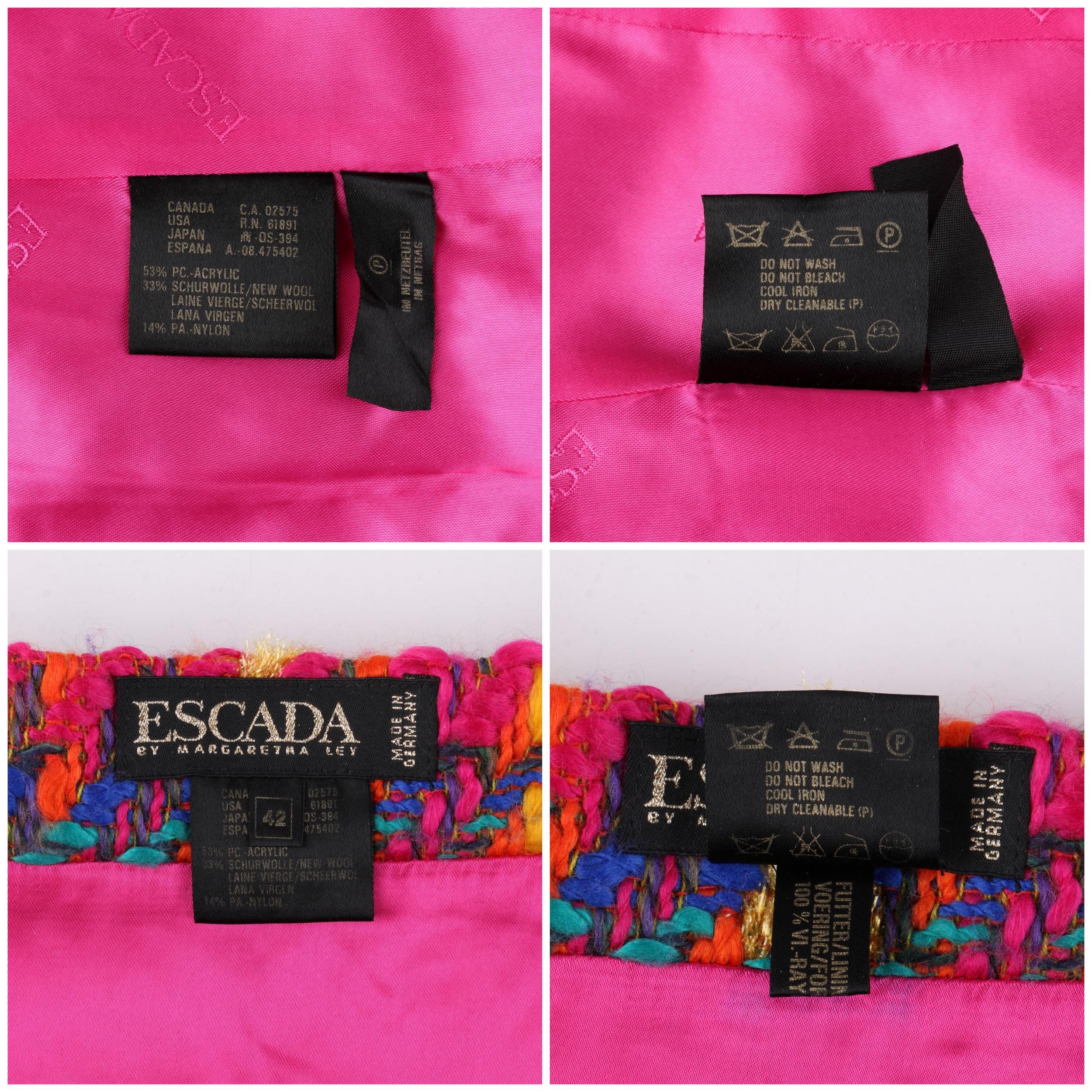 ESCADA c.1990's MARGARETHA LEY Tweed Boucle Multi-Color Jacket Skirt Suit Set 3