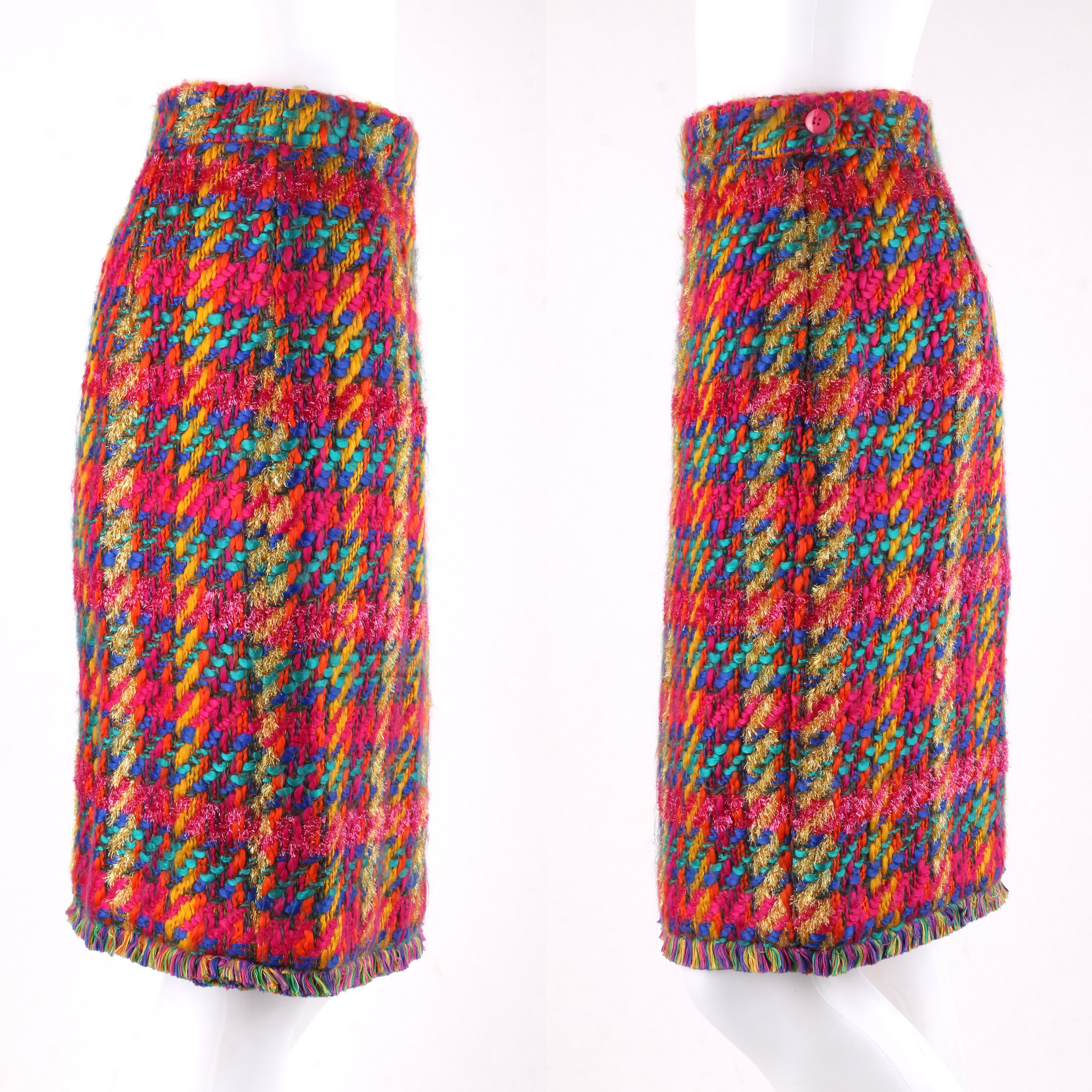 Women's ESCADA c.1990's MARGARETHA LEY Tweed Boucle Multi-Color Jacket Skirt Suit Set