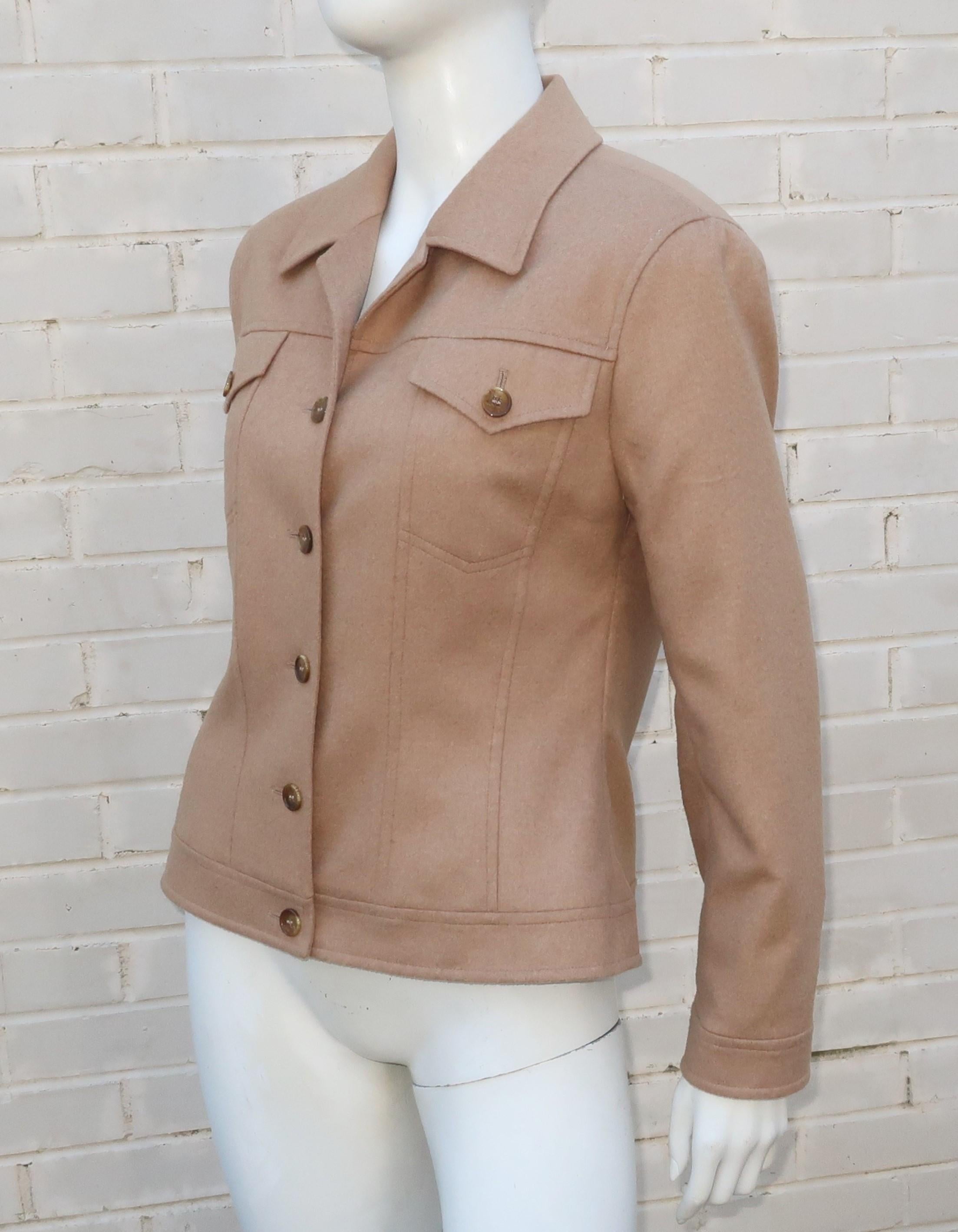 Women's Escada Camel Hair Military Style Jacket