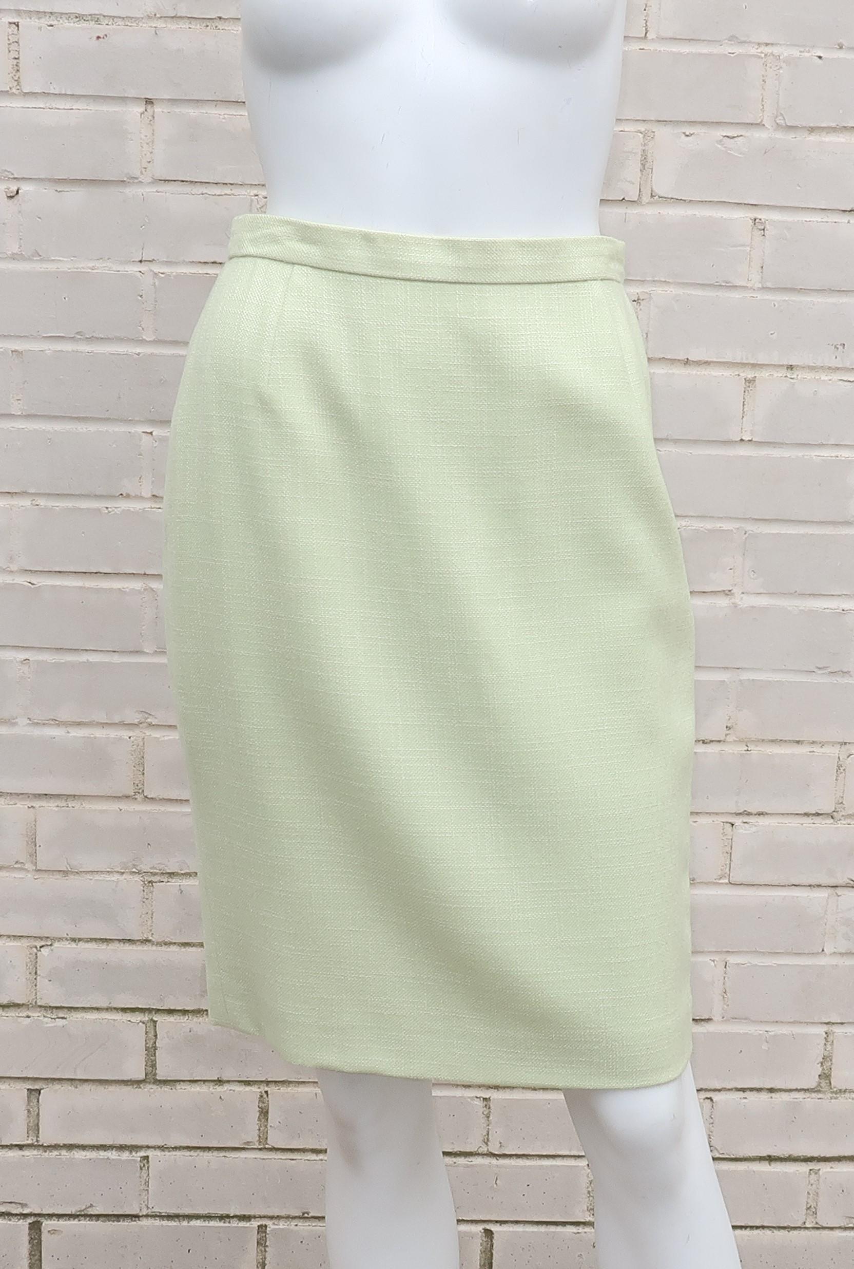 Escada Celery Green Silk & Wool Skirt Suit 7