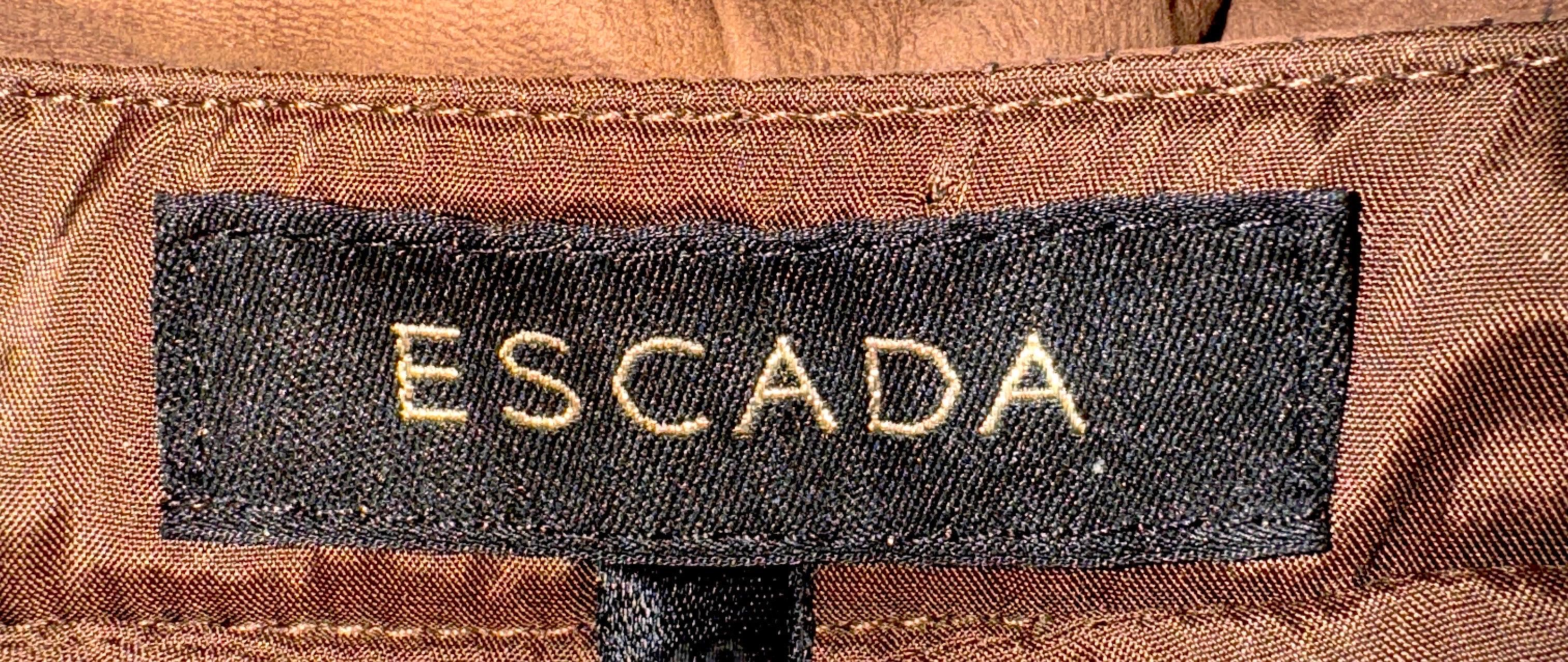 ESCADA Chocolate Brown Soft Lamb Leather Pants 42 In Good Condition For Sale In Switzerland, CH
