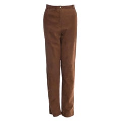 ESCADA Pantaloni in pelle di agnello morbida marrone cioccolato 42
