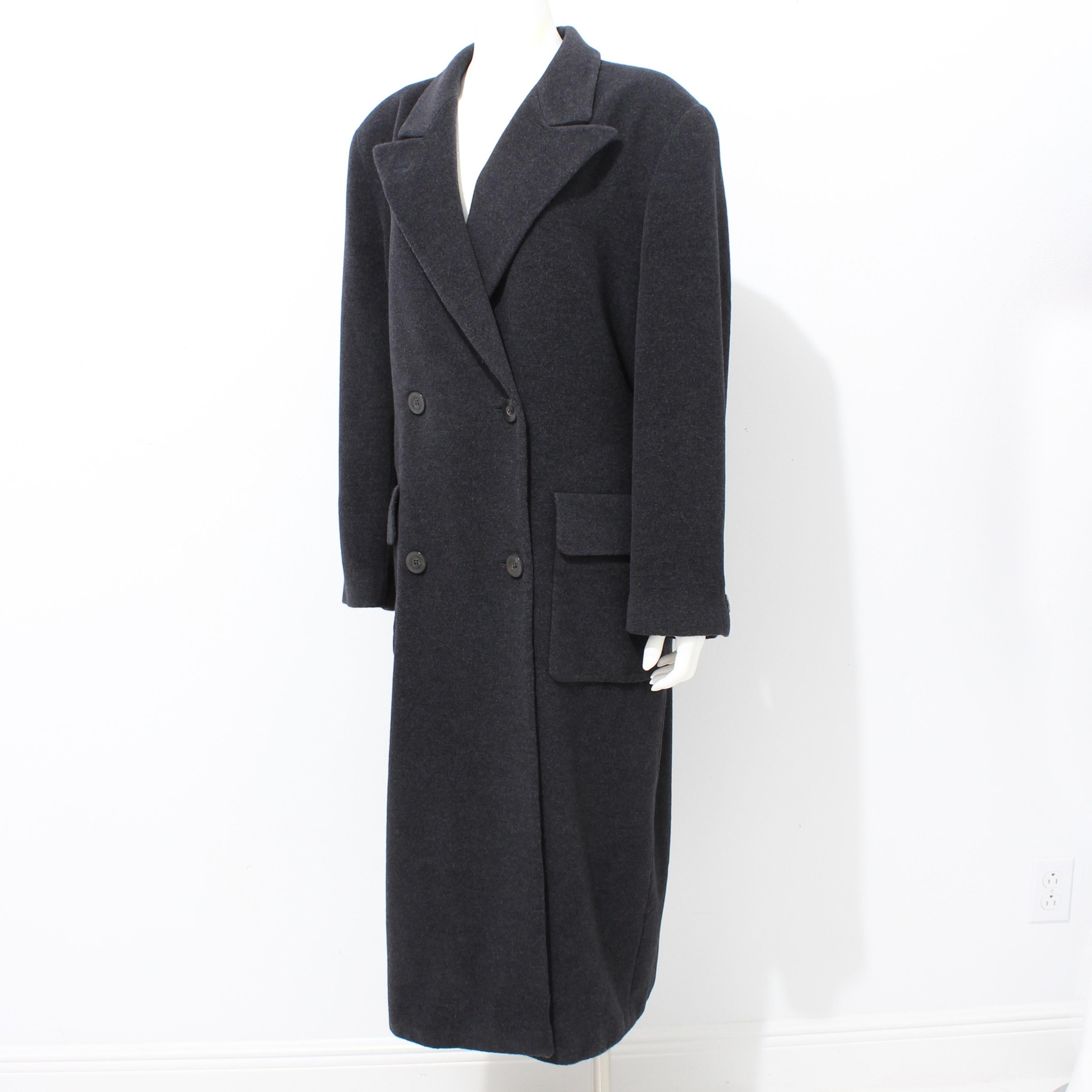 Escada Coat Double Breasted Charcoal Gray Pure New Wool Trench Style Vintage M/L For Sale 2