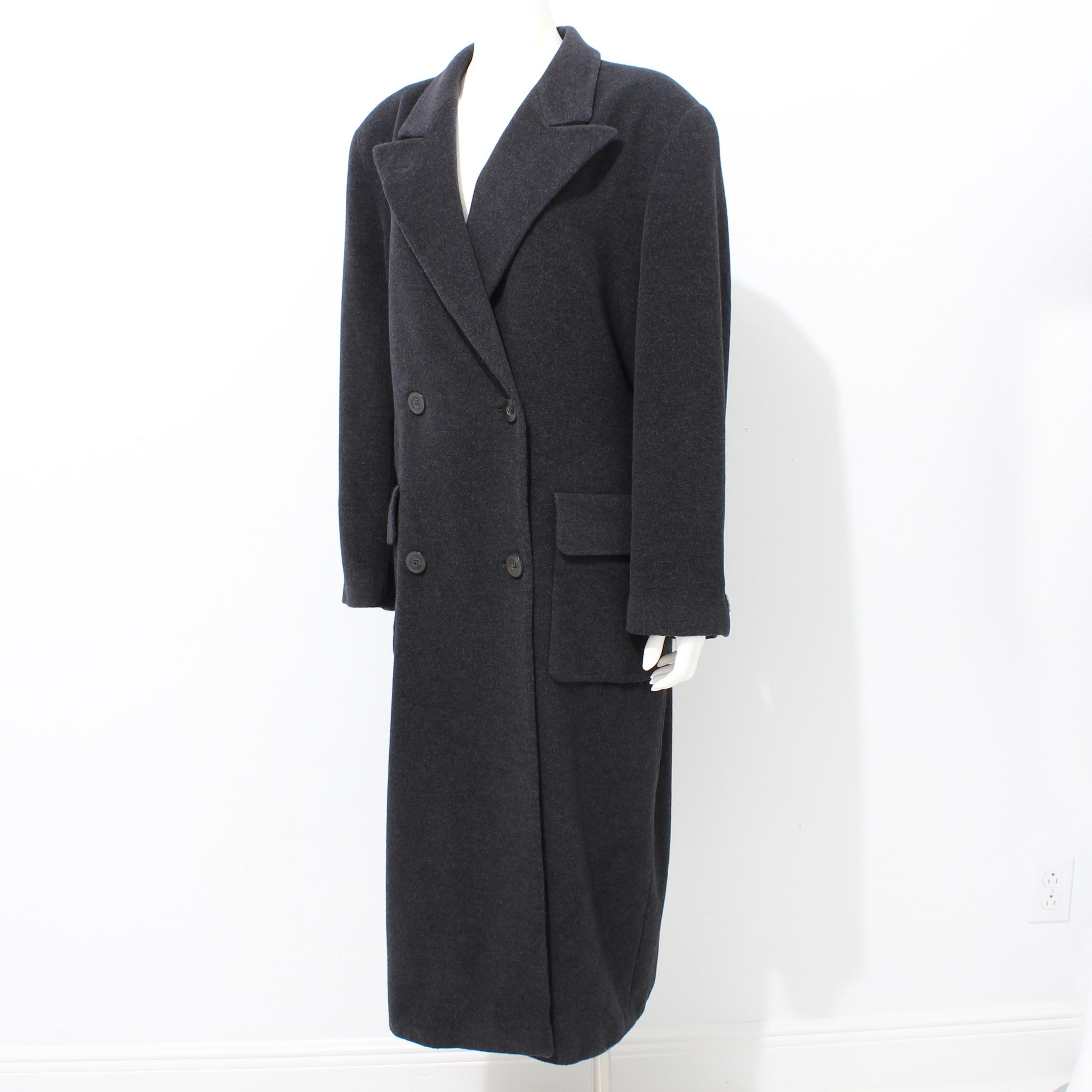 Escada Mantel Zweireihig Anthrazitgrau reine neue Wolle Trench Style Vintage M/L im Angebot 1