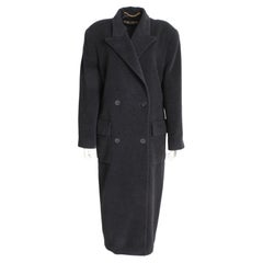 Escada Coat Double Breasted Charcoal Gray Pure New Wool Trench Style Vintage M/L