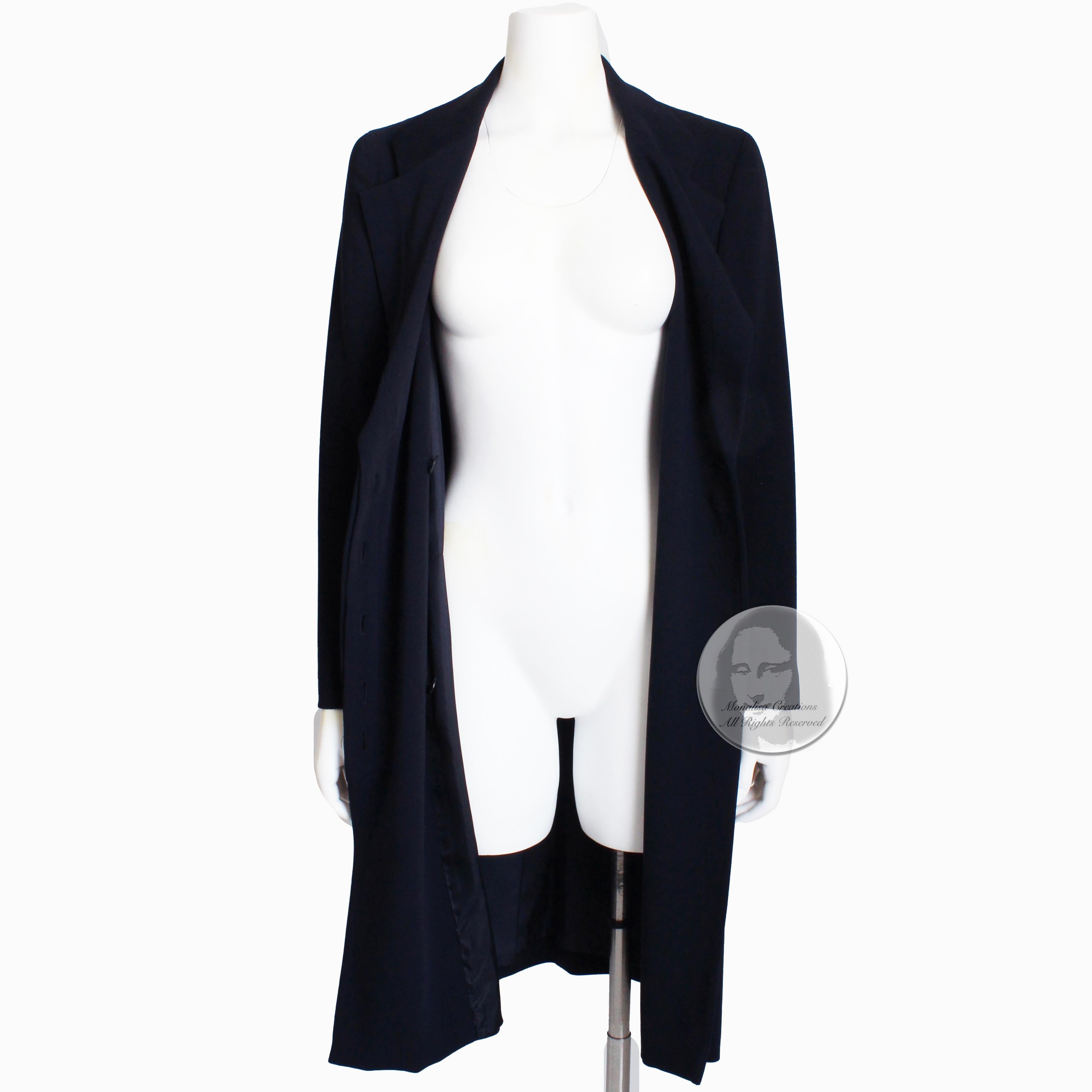 Escada Coat Dress Dark Navy Wool Vintage 90s Classic Style Size 38 4