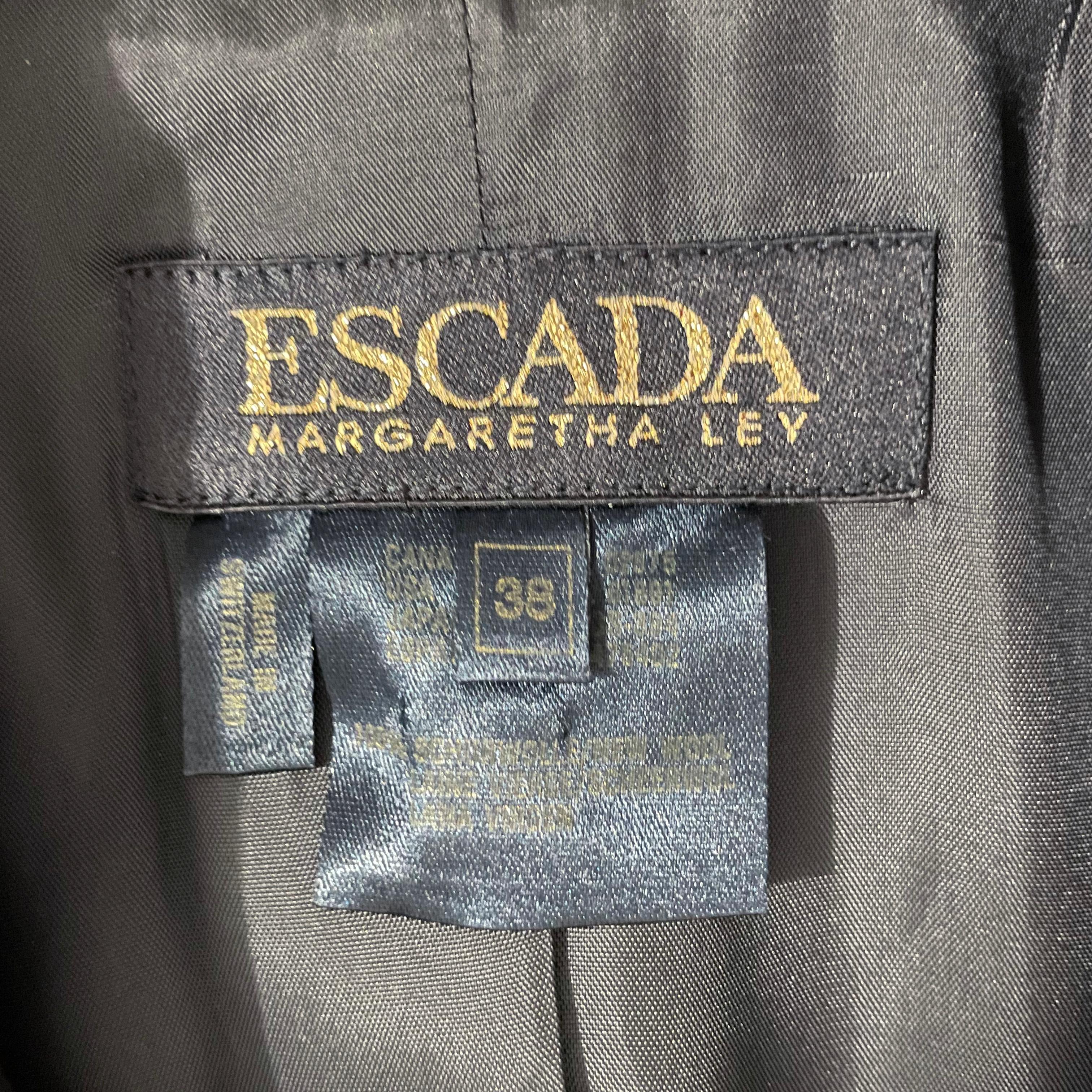 Escada Coat Dress Dark Navy Wool Vintage 90s Classic Style Size 38 5
