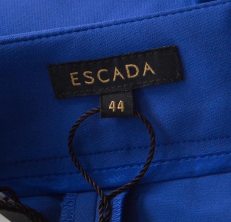 Donna Escada Pantaloni affusolati con fibbia in vita in crepe stretch blu cobalto XL in vendita