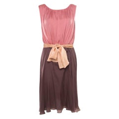 Escada Colorblock Silk Belted Sleveeless Denise Dress M