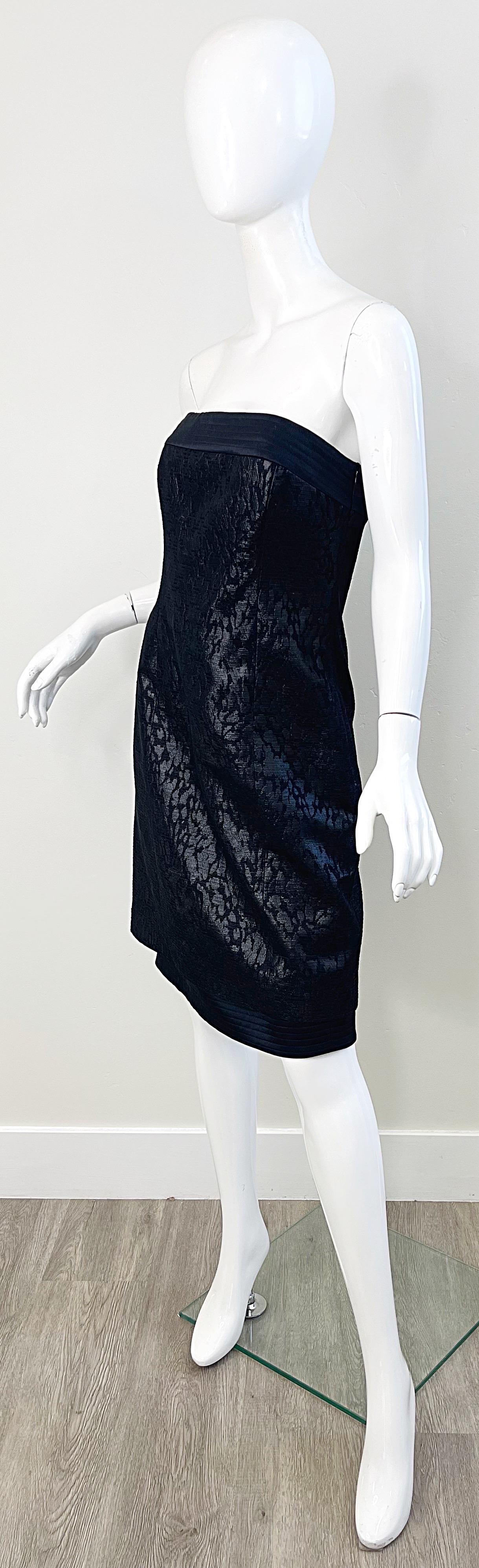 Escada Couture 1990s NWT Black Size 38 Vintage 90s Strapless Dress + Jacket Suit For Sale 9