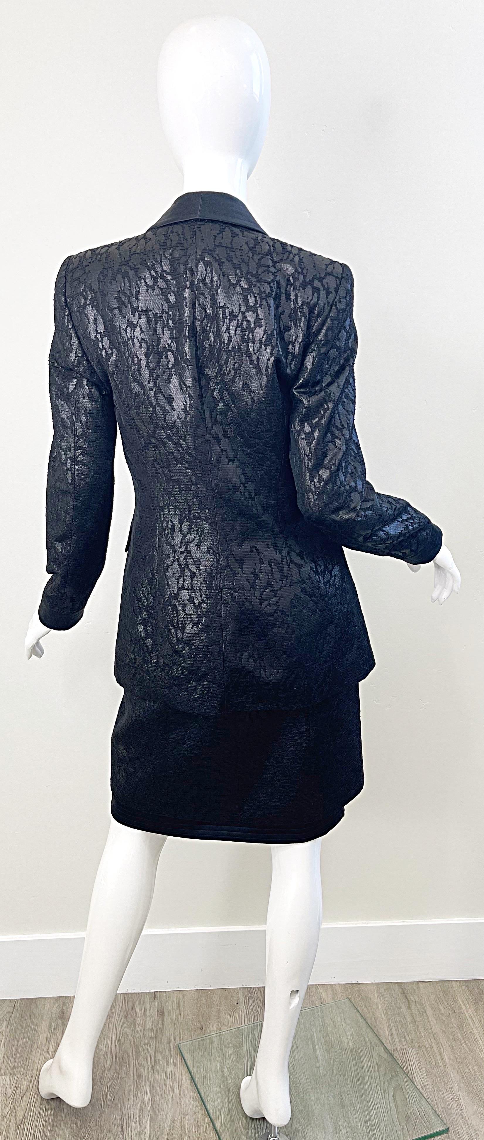 Escada Couture 1990s NWT Black Size 38 Vintage 90s Strapless Dress + Jacket Suit For Sale 10