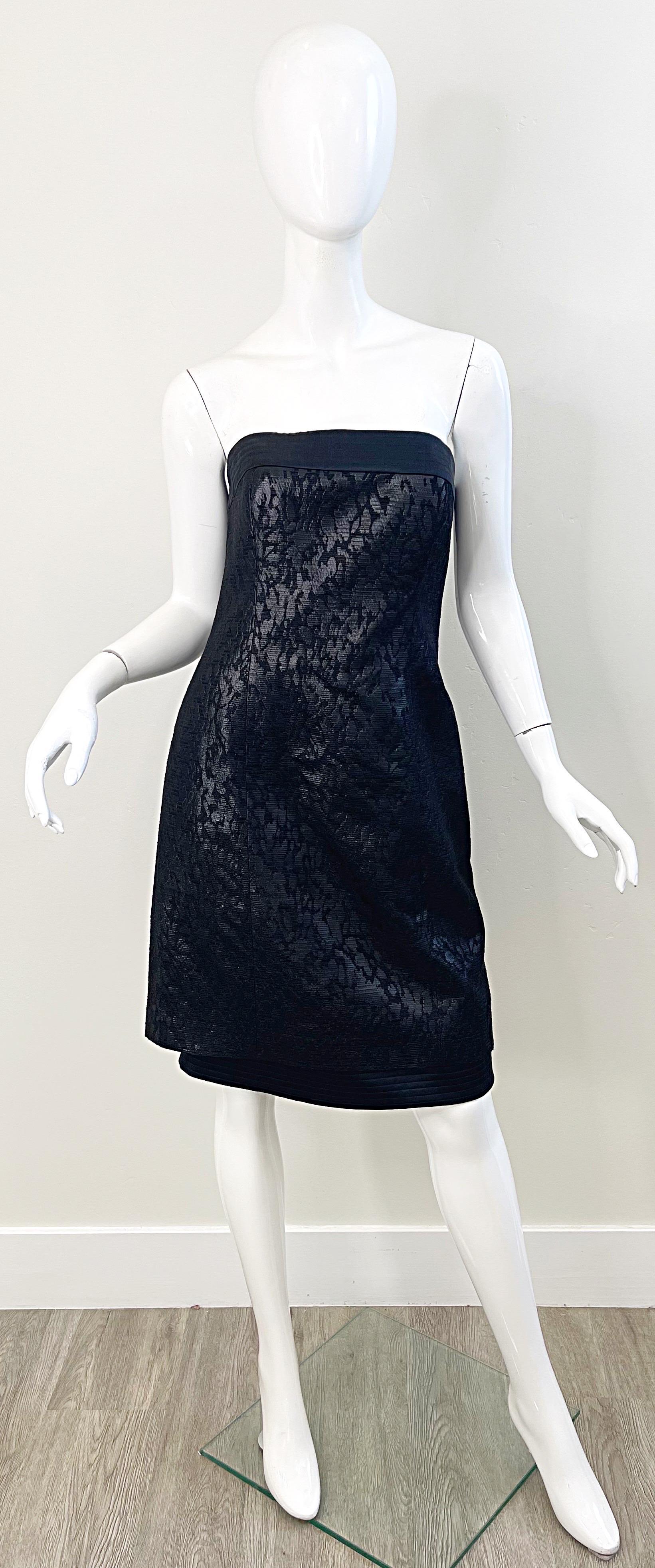 Women's Escada Couture 1990s NWT Black Size 38 Vintage 90s Strapless Dress + Jacket Suit For Sale