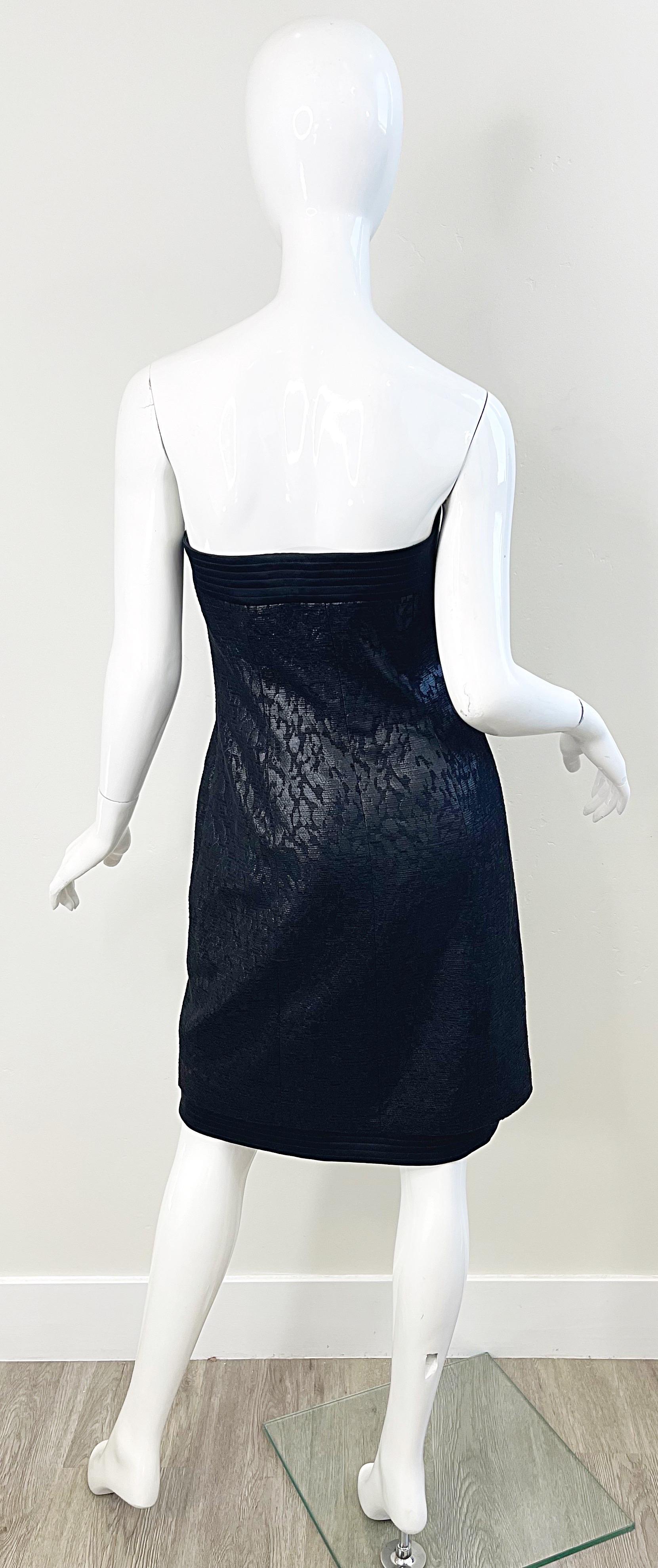 Escada Couture 1990s NWT Black Size 38 Vintage 90s Strapless Dress + Jacket Suit For Sale 5