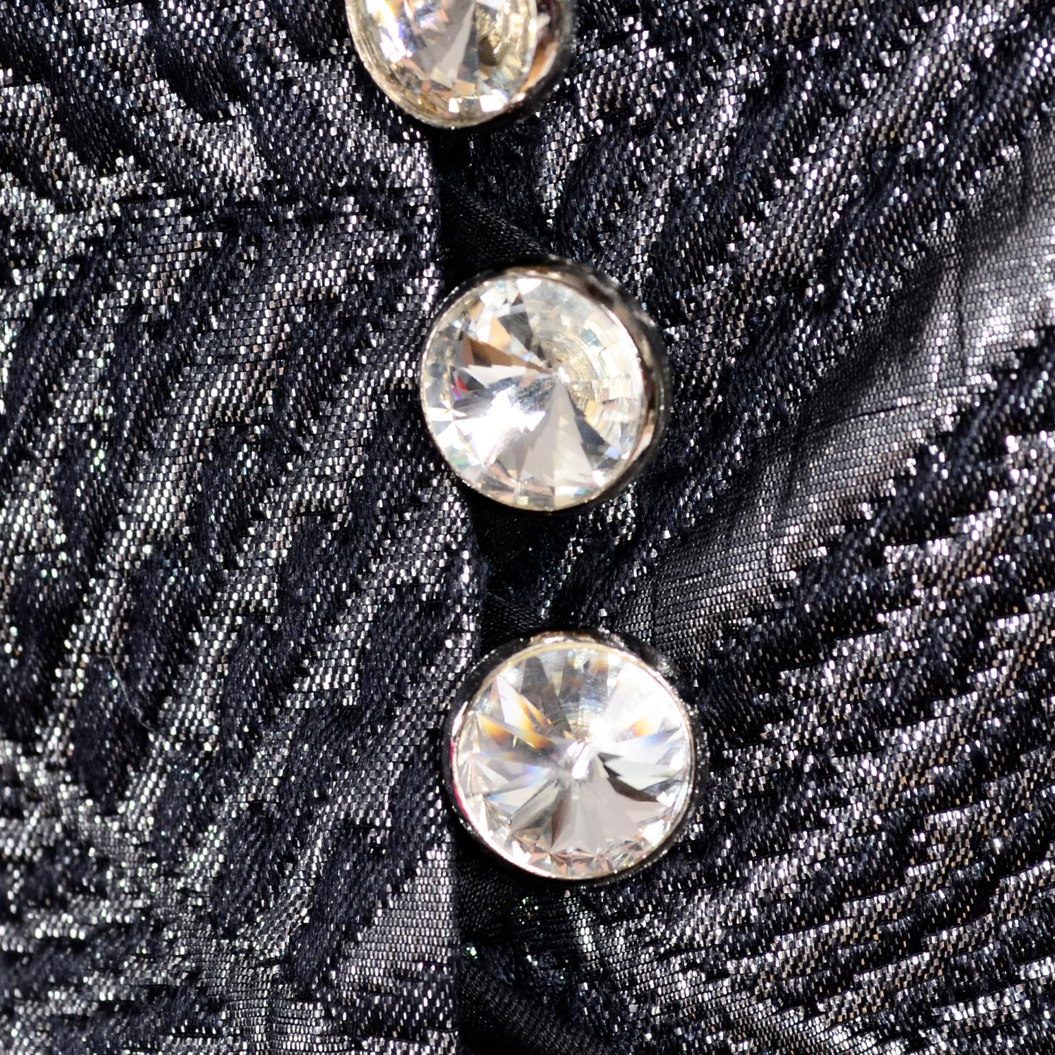 Escada Couture 3pc Silver Blk Evening Outfit w Peplum Jacket Skirt & Trousers XS For Sale 11