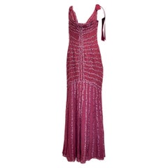 Escada Couture Berry - Robe de soirée à col bénitier et paillettes