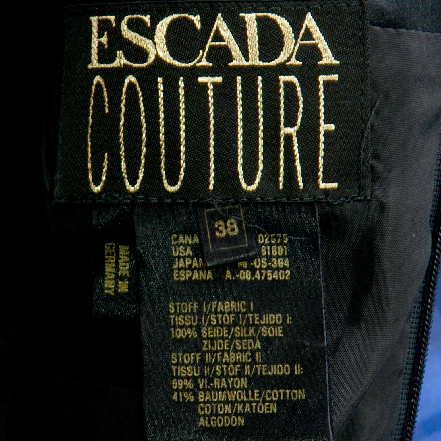 Escada Couture Dress Vintage Blue & Black Velvet and Silk Taffeta Evening Gown 3