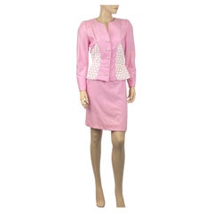 Escada Couture EU 38 Pink Wool Blazer and Pencil Skirt Set