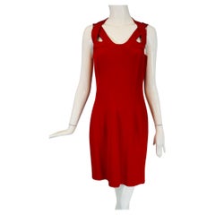 Escada Couture Fire Engine Red Silk Open Strap Neckline Cocktail dress 36