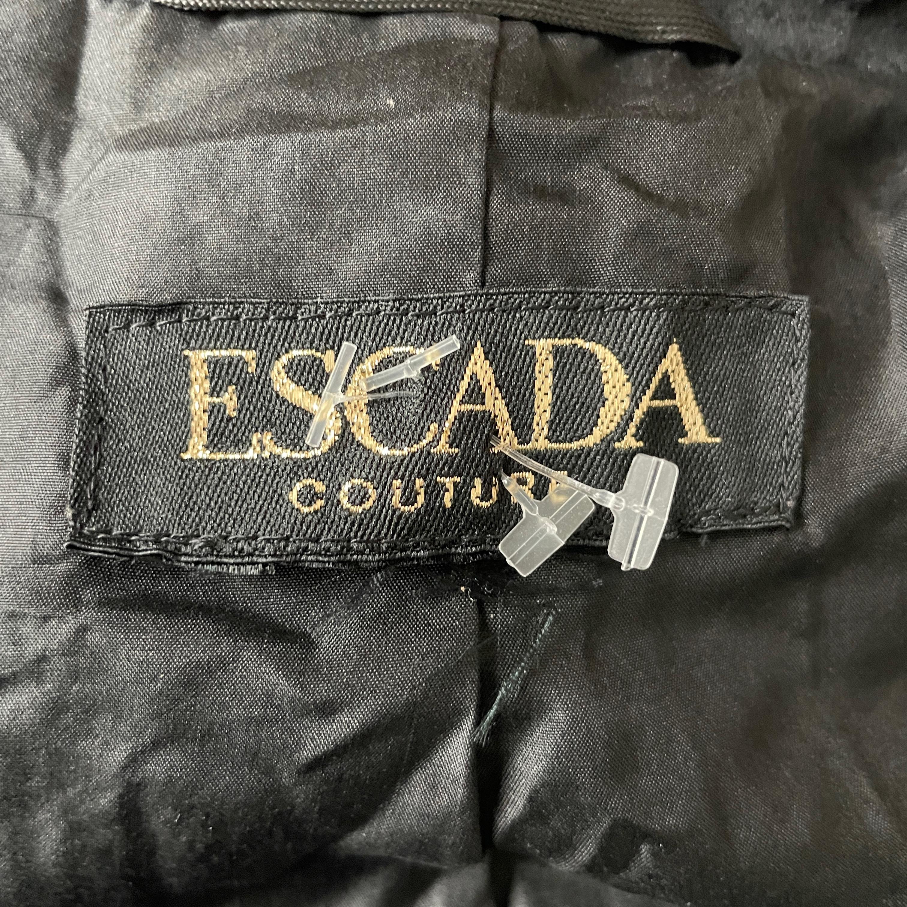 Escada Couture Jacket Beaded Evening Cocktail Black Silk Embellished Vintage 90s For Sale 5