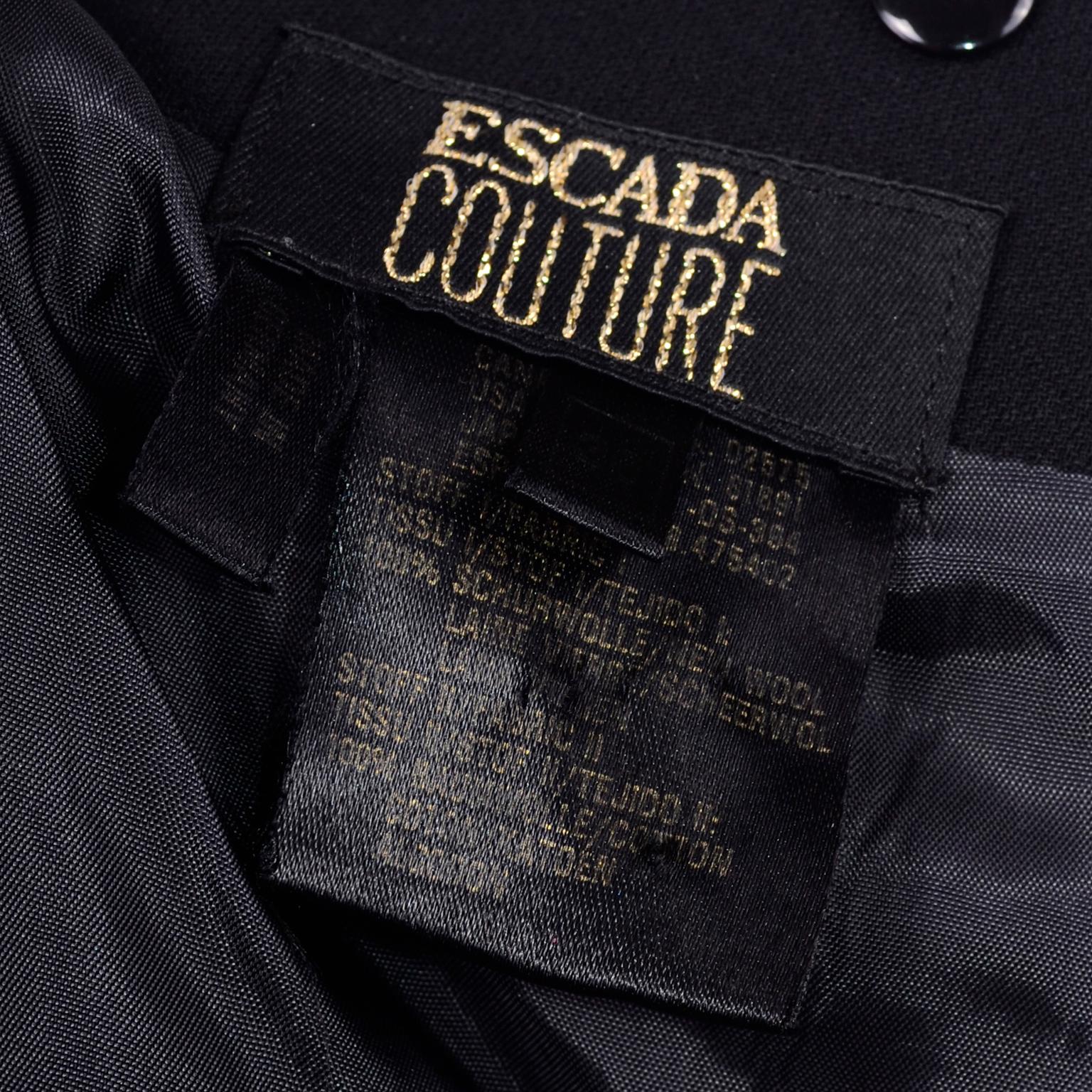 Escada Couture Margaretha Ley Vintage Schwarzes Woll-Stramplerkleid Alternative 6