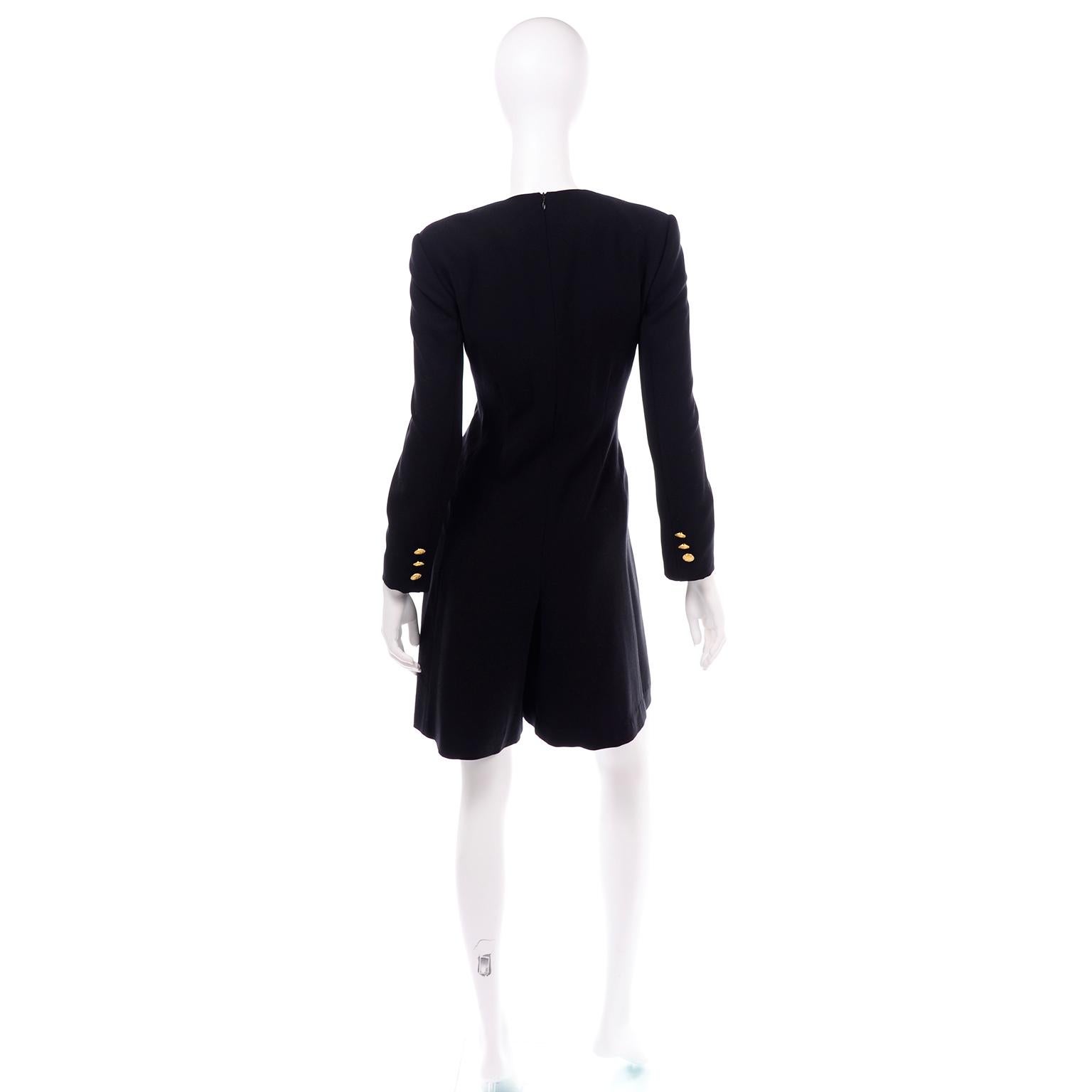Escada Couture Margaretha Ley Vintage Schwarzes Woll-Stramplerkleid Alternative Damen