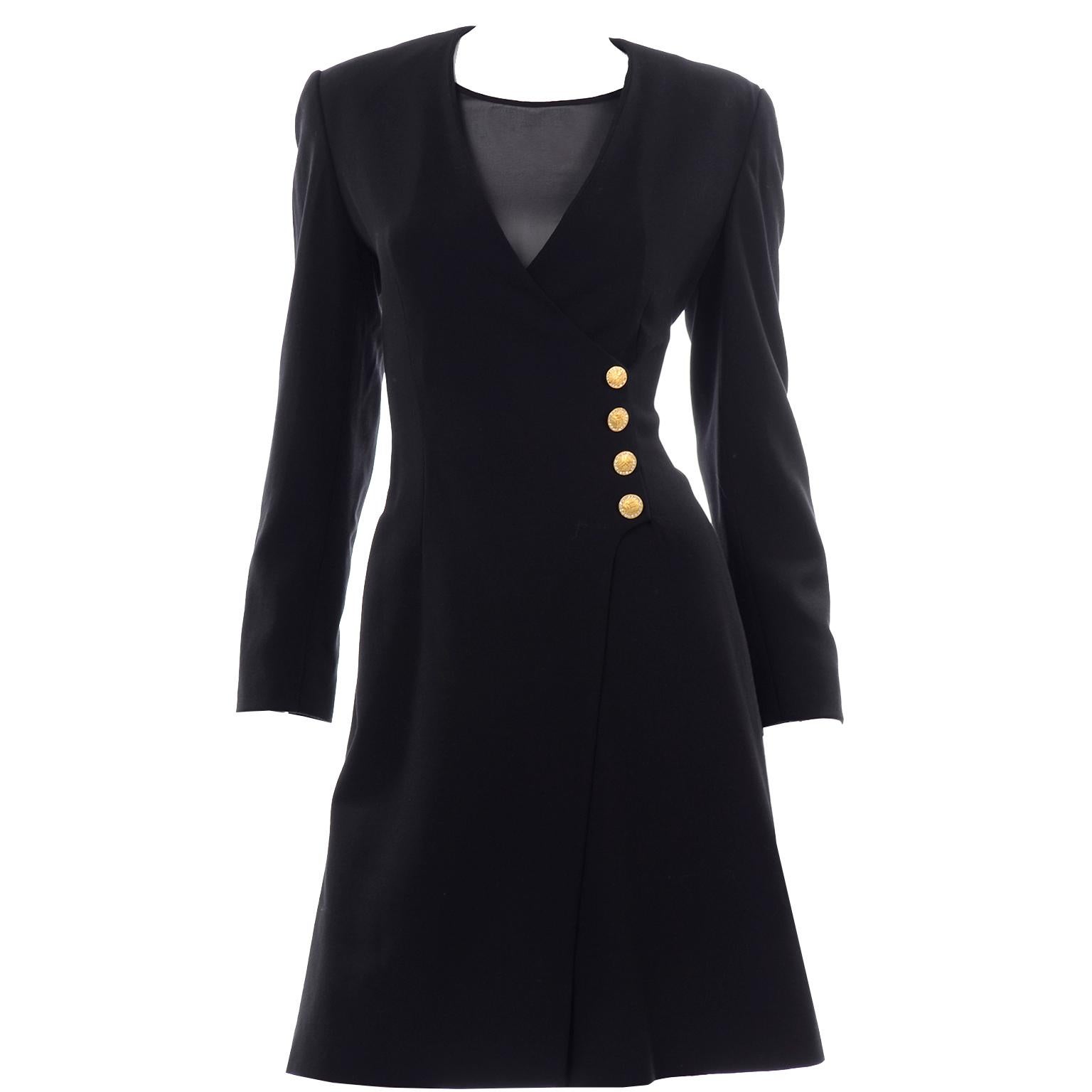 Escada Couture Margaretha Ley Vintage Schwarzes Woll-Stramplerkleid Alternative 1