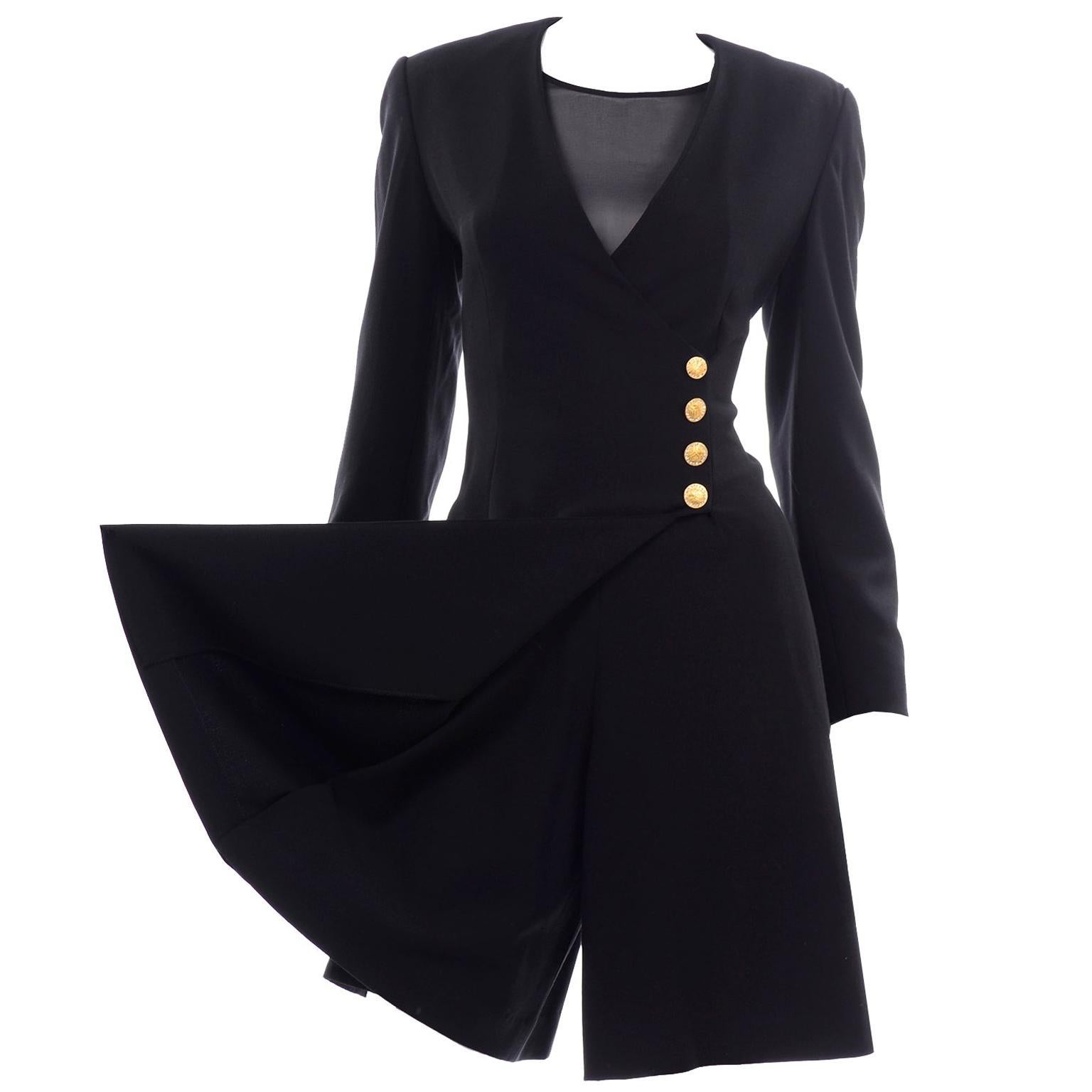 Escada Couture Margaretha Ley Vintage Black Wool Romper Dress Alternative