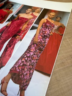 Escada Couture S/S 1999 one shoulder pink burgundy velvet devoré dress gown DE36