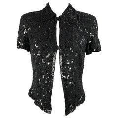 ESCADA COUTURE Size 4 Black Beaded Silk Dress Top