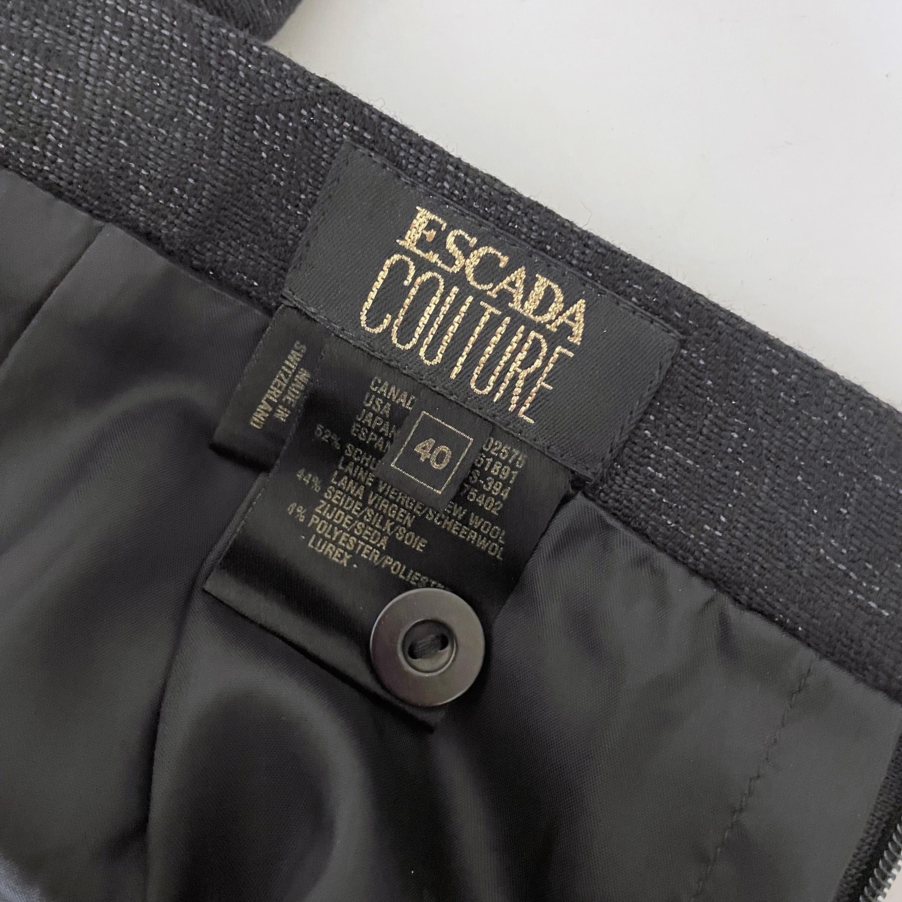 Escada Couture Suit Mink Trim Jacket & Skirt 2pc Set Silk Wool Blend Paisley 40 9