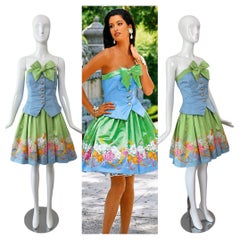 ESCADA COUTURE Vintage 1993 – Buntes Cupcake-Minikleid, u. a. Yasmeen Ghauri