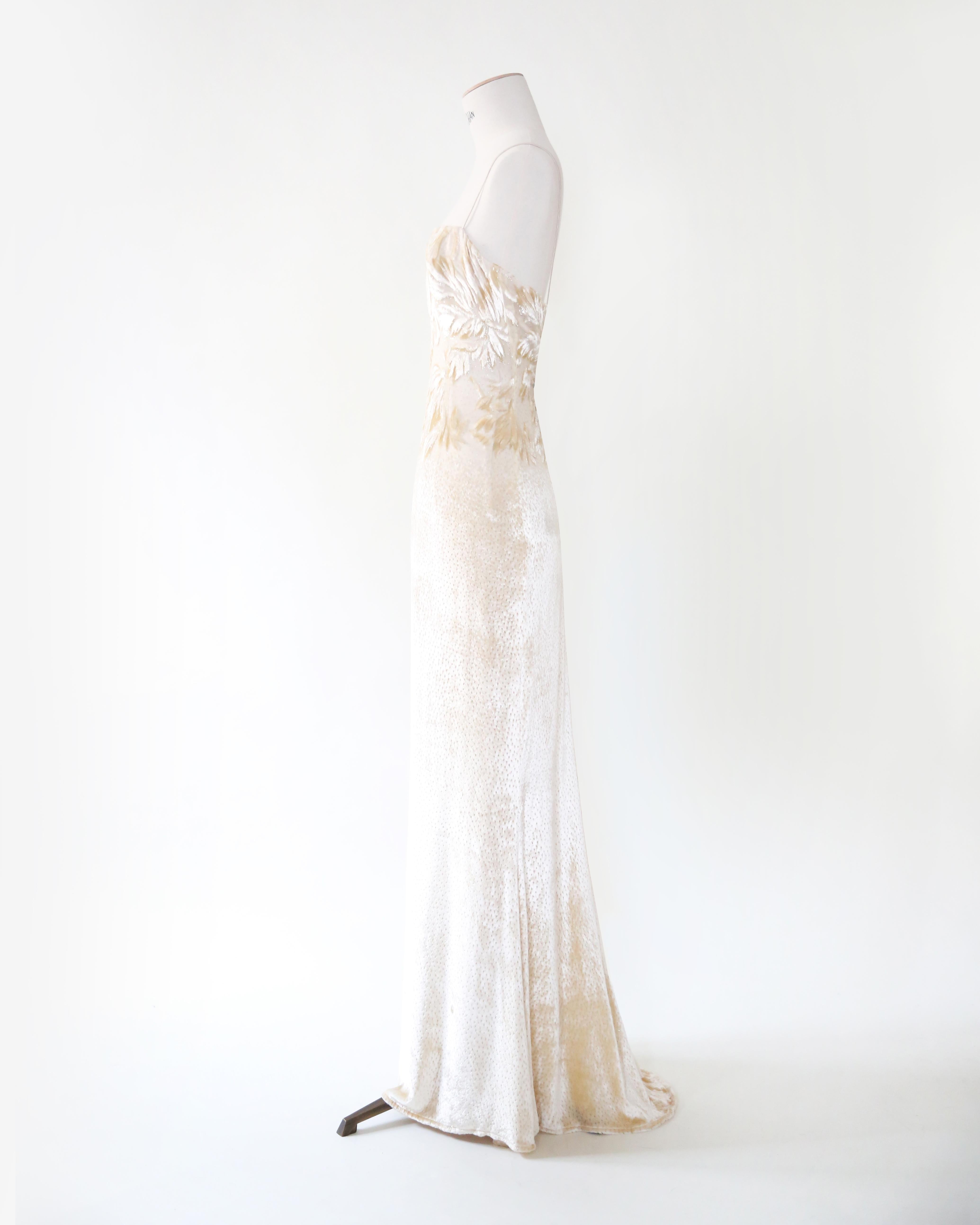 Escada Couture vintage cream ivory velvet silk wedding slip style gown dress 38 In Excellent Condition In Milano, Lombardia