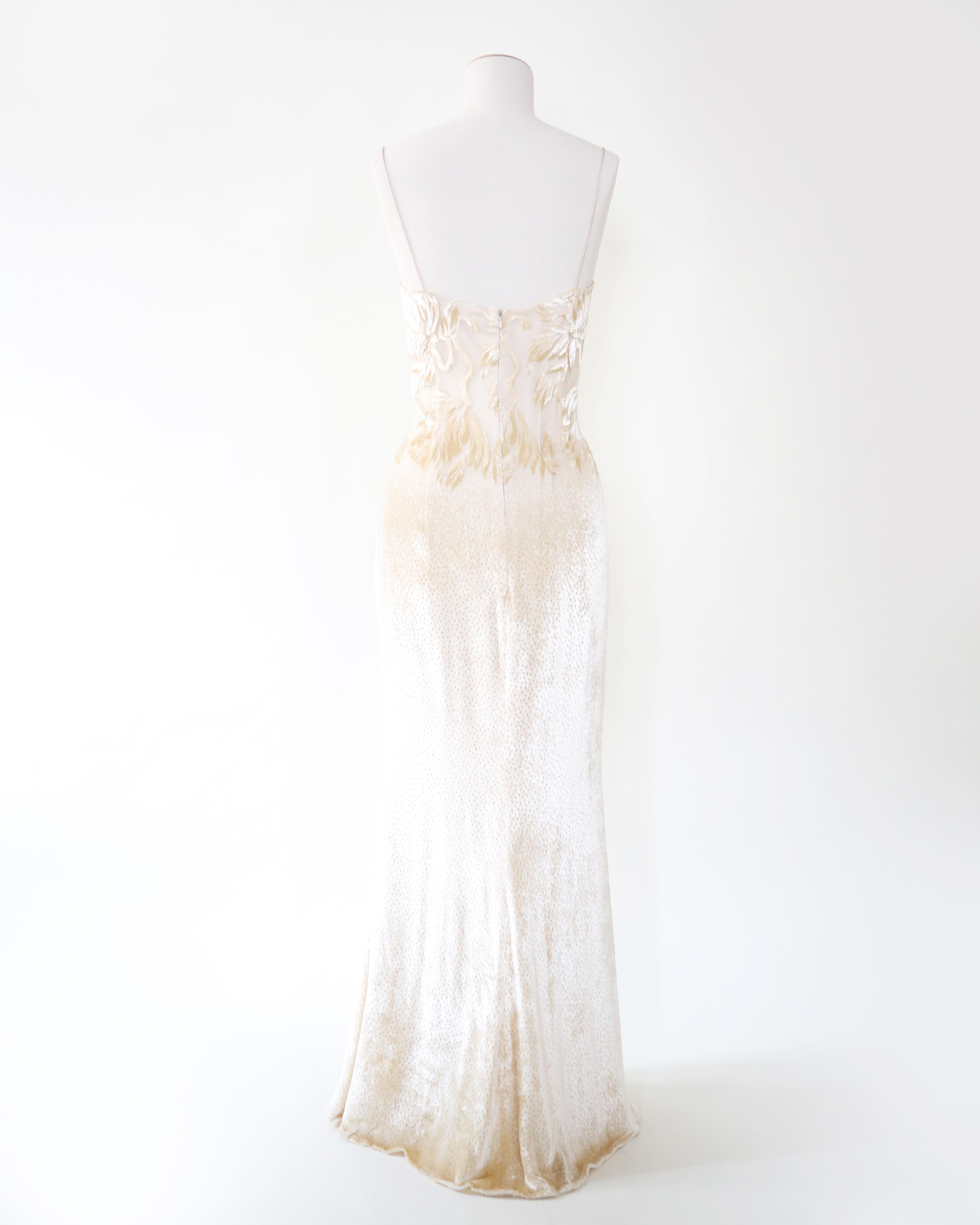 Escada Couture vintage cream ivory velvet silk wedding slip style gown dress 38 2