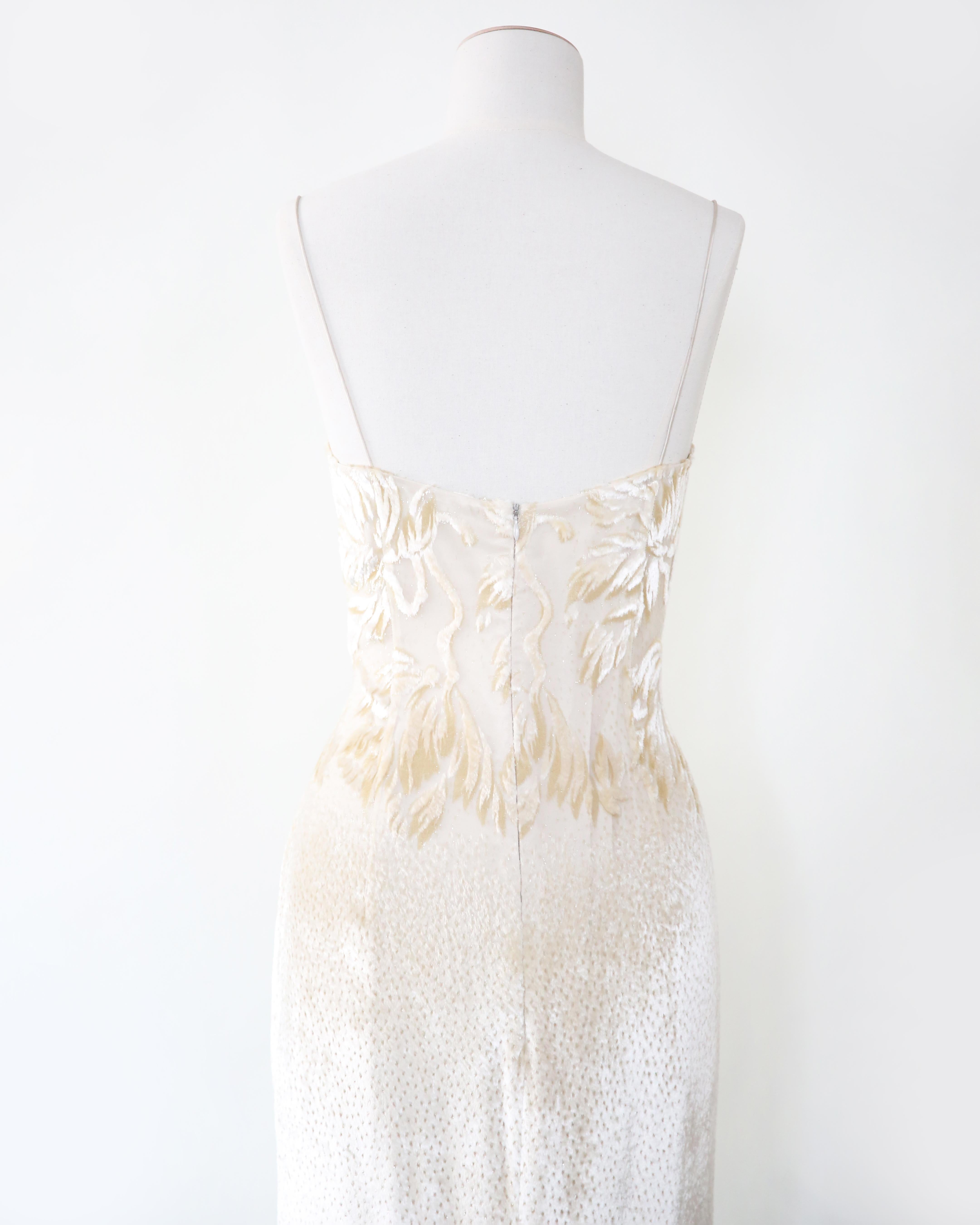 Escada Couture vintage cream ivory velvet silk wedding slip style gown dress 38 3